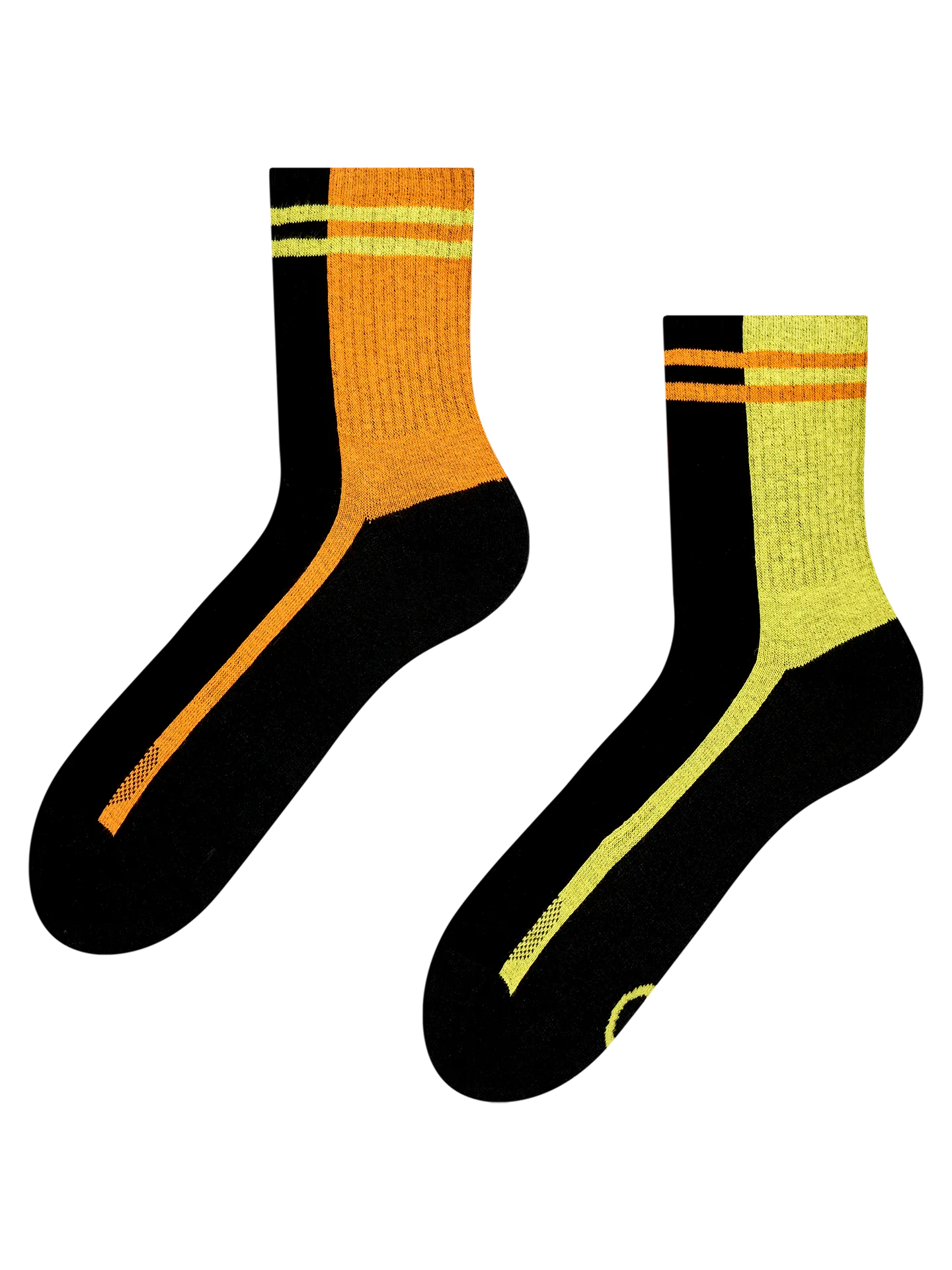 Lustige funktionelle Crewsocken Streifen in Limette und Orange