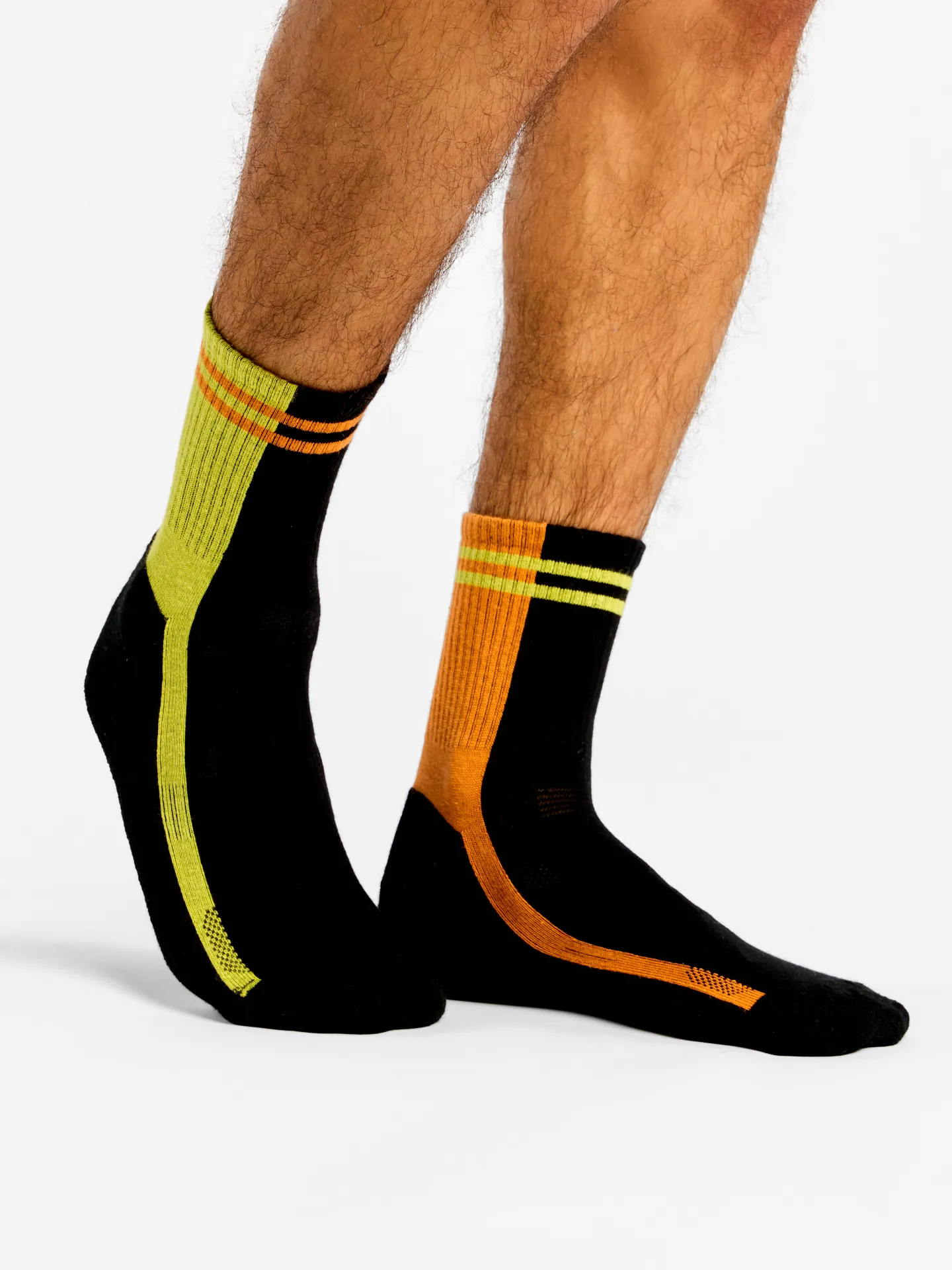 Lustige funktionelle Crewsocken Streifen in Limette und Orange - Image 3