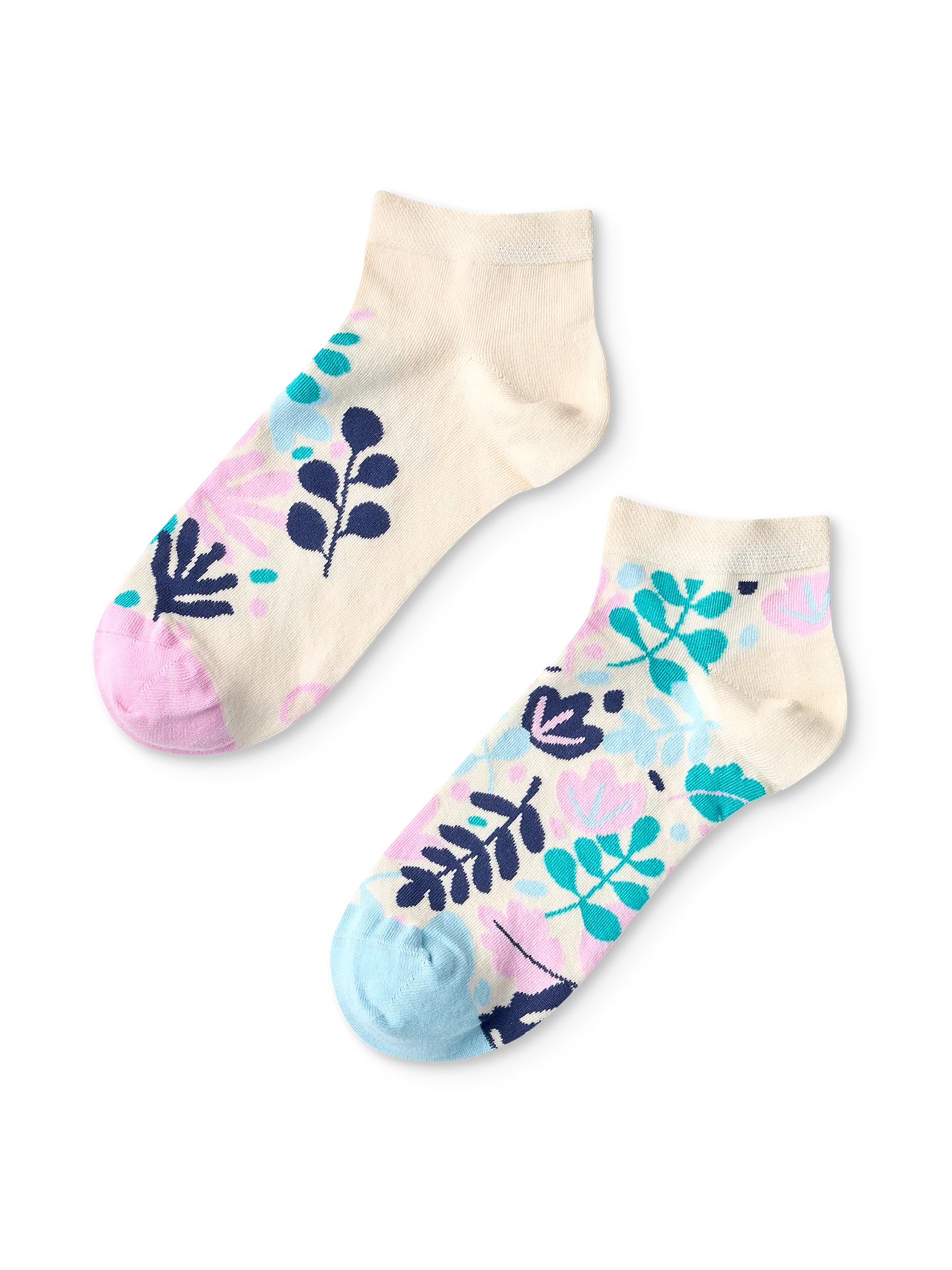 Lustige Knöchelsocken Türkisfarbene Blätter