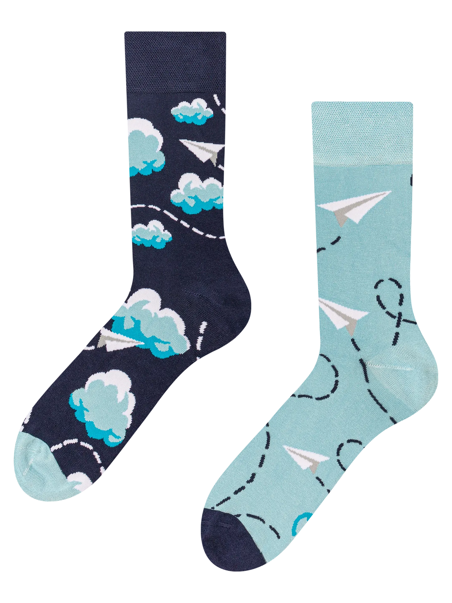 Lustige Bambussocken Papierflugzeuge und Wolken