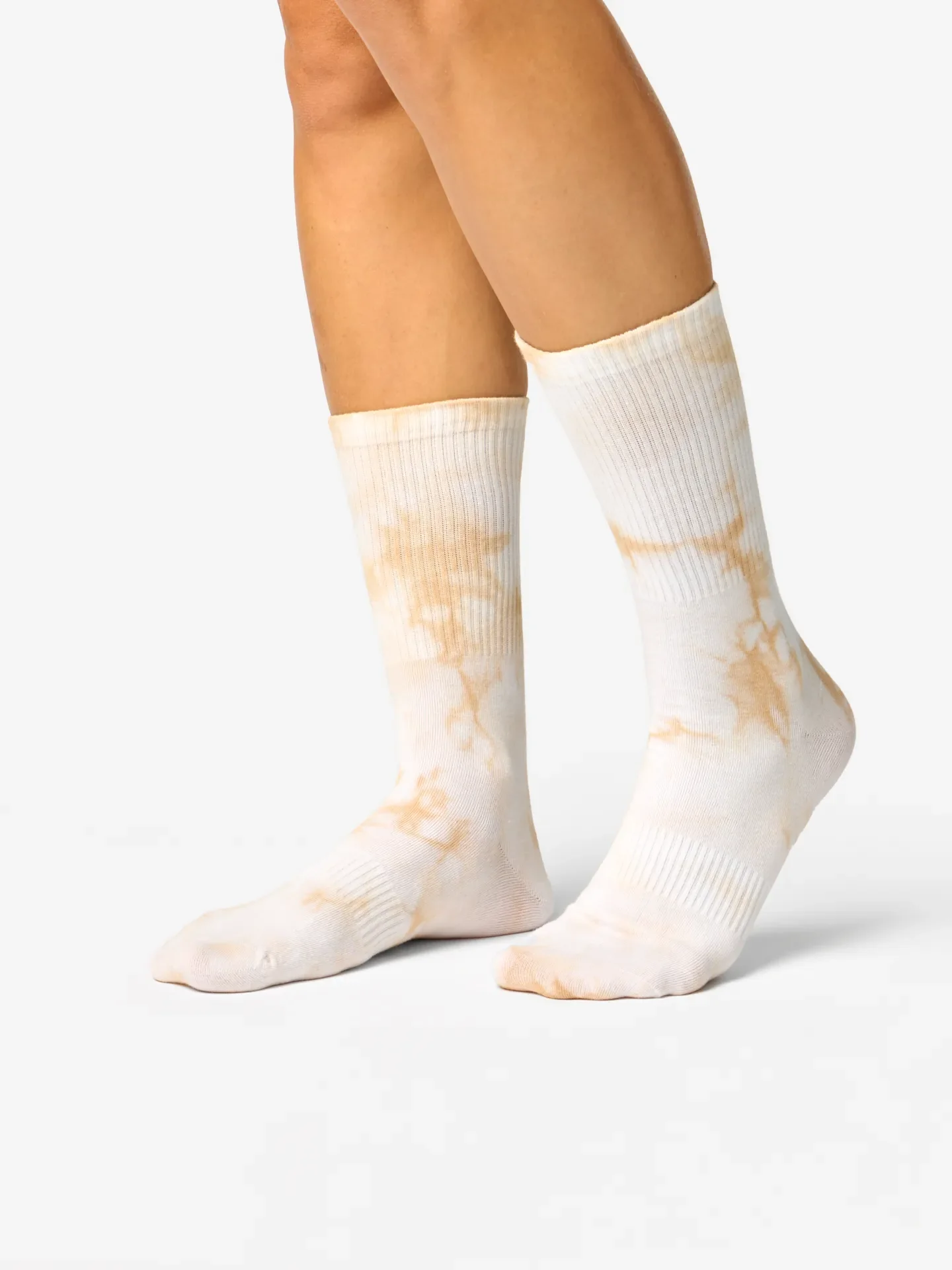 Beige gerippte Socken mit Tie-Dye-Effekt - Image 2