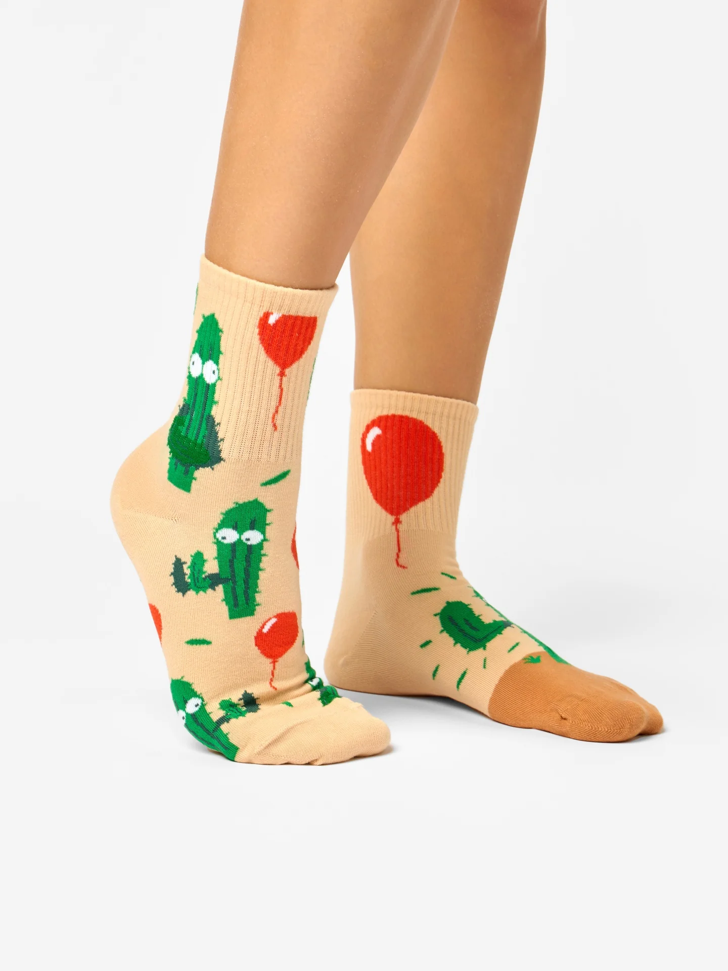Lustige Crewsocken Kaktus und Ballon - Image 2