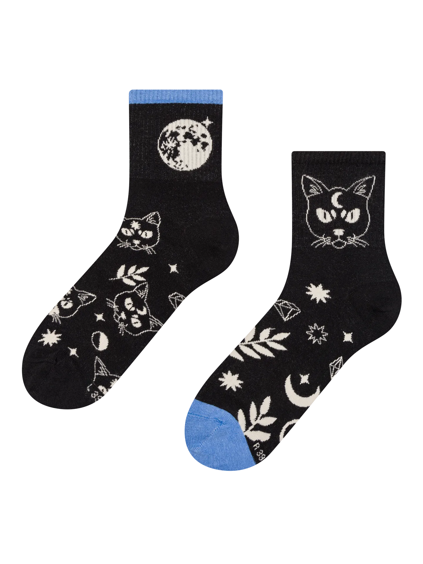 Lustige Crewsocken Katze und Mond