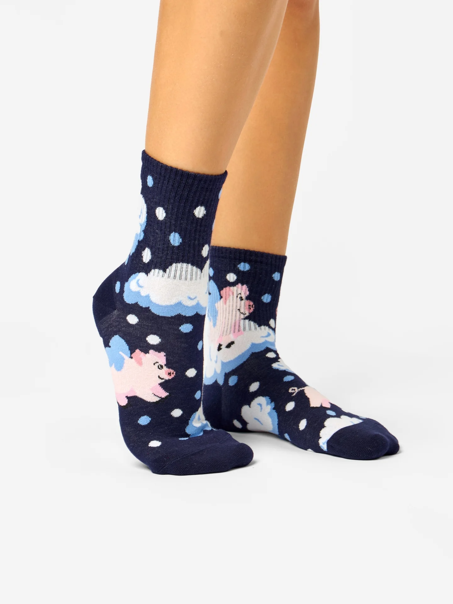 Lustige Crewsocken Schweine in den Wolken - Image 3