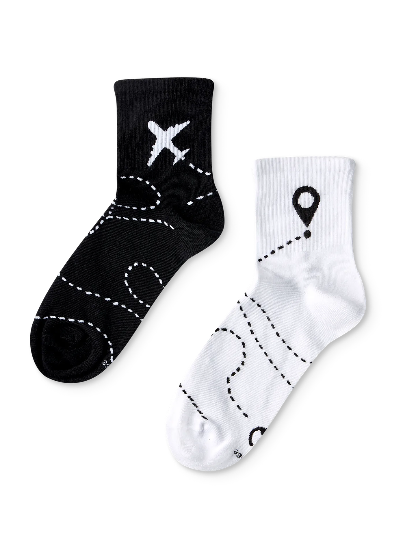 Lustige Crewsocken Flugroute