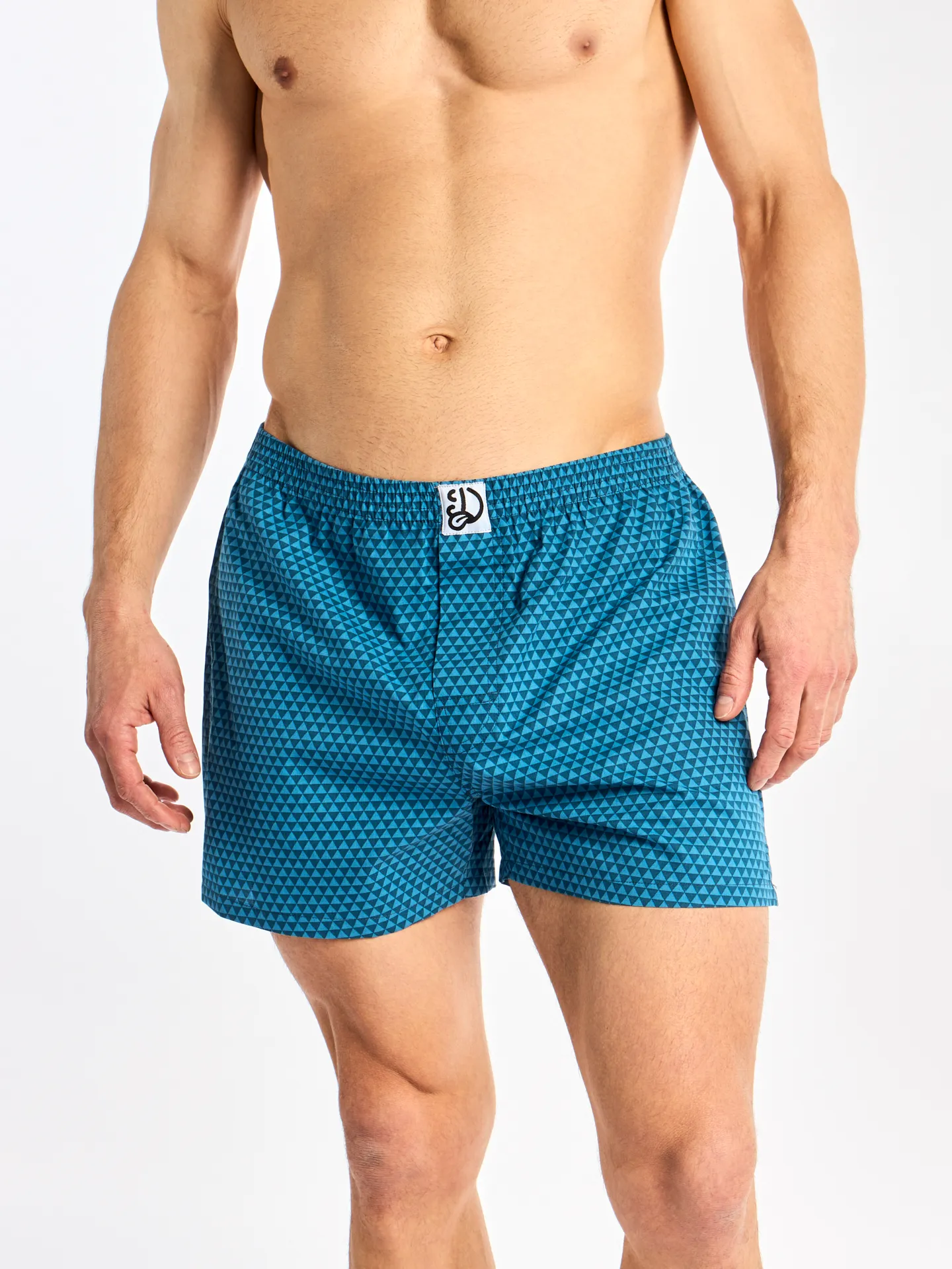 Smaragdblau gemusterte Shorts für Männer - Image 4