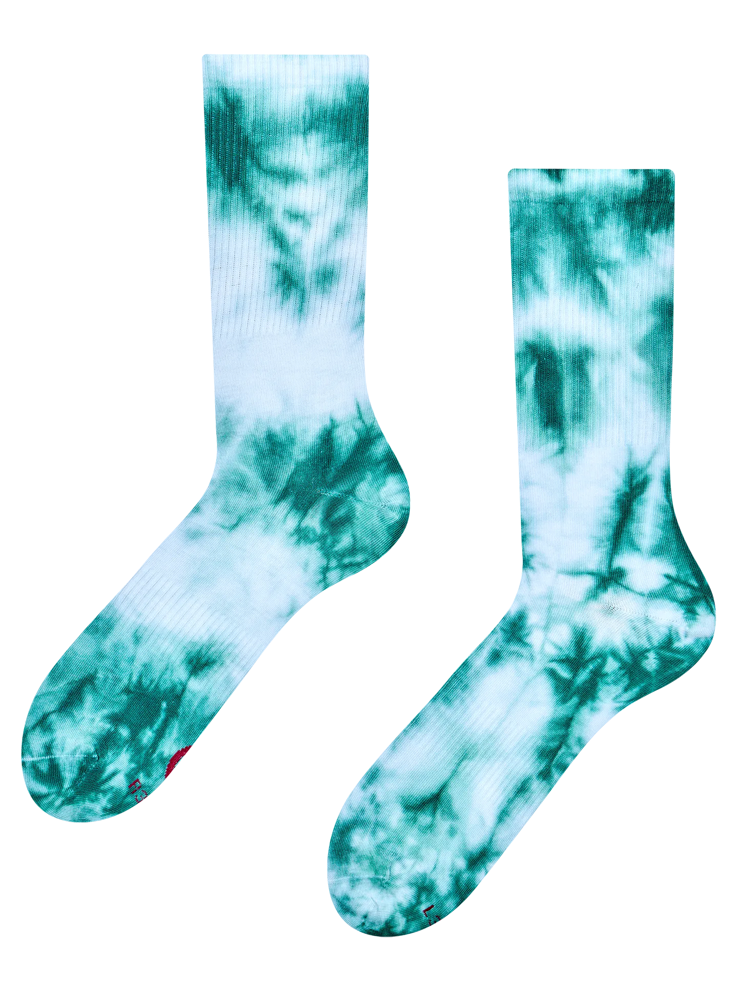 Smaragdgrüne gerippte Socken mit Tie-Dye-Effekt