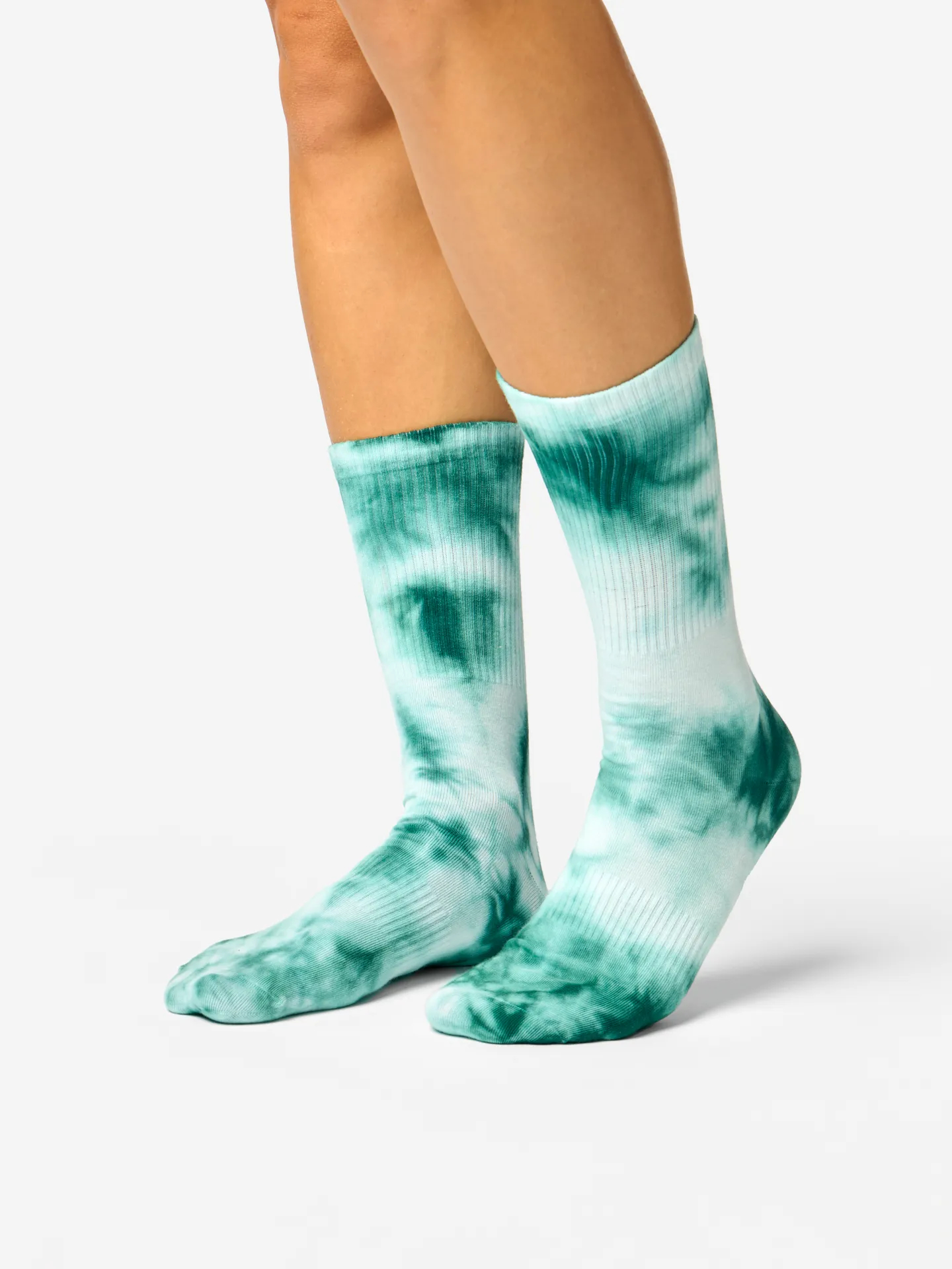 Smaragdgrüne gerippte Socken mit Tie-Dye-Effekt - Image 2