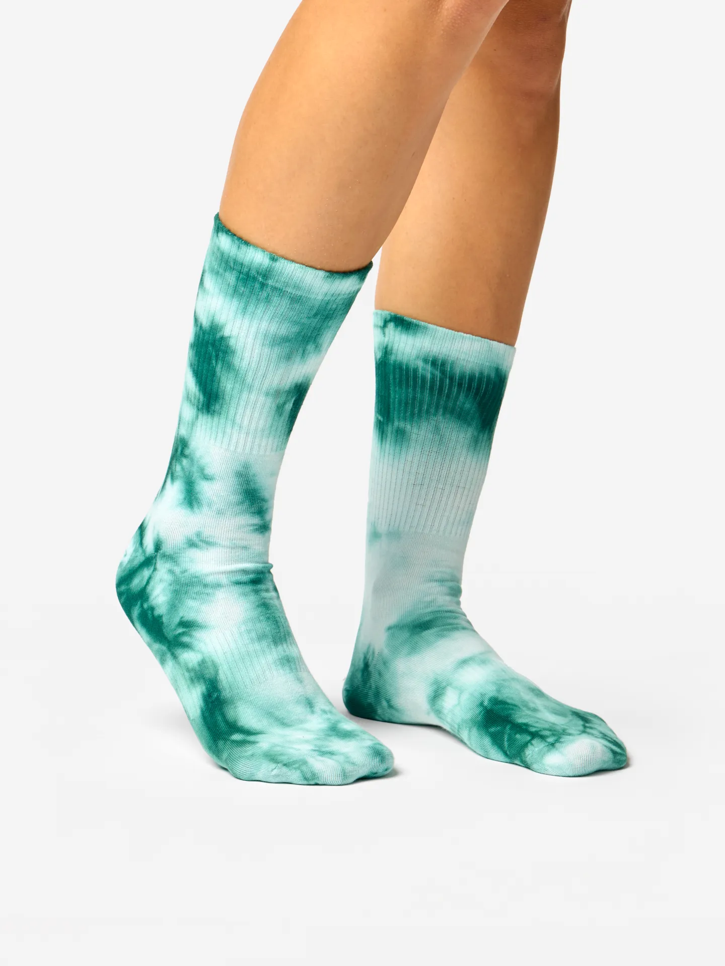 Smaragdgrüne gerippte Socken mit Tie-Dye-Effekt - Image 3