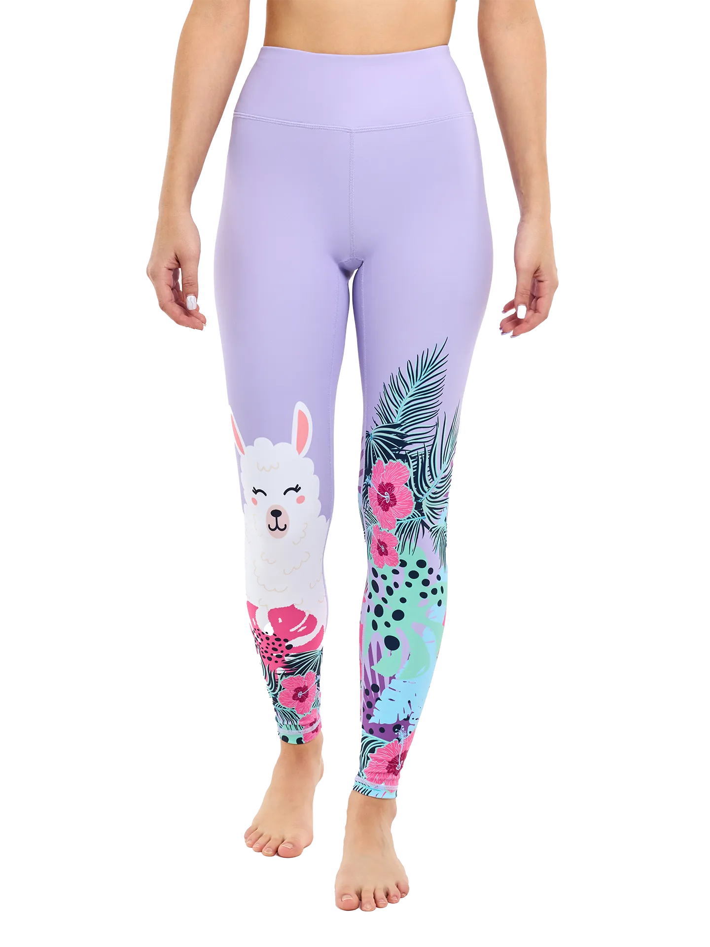 Lustige Sportleggings Lama und Blumen