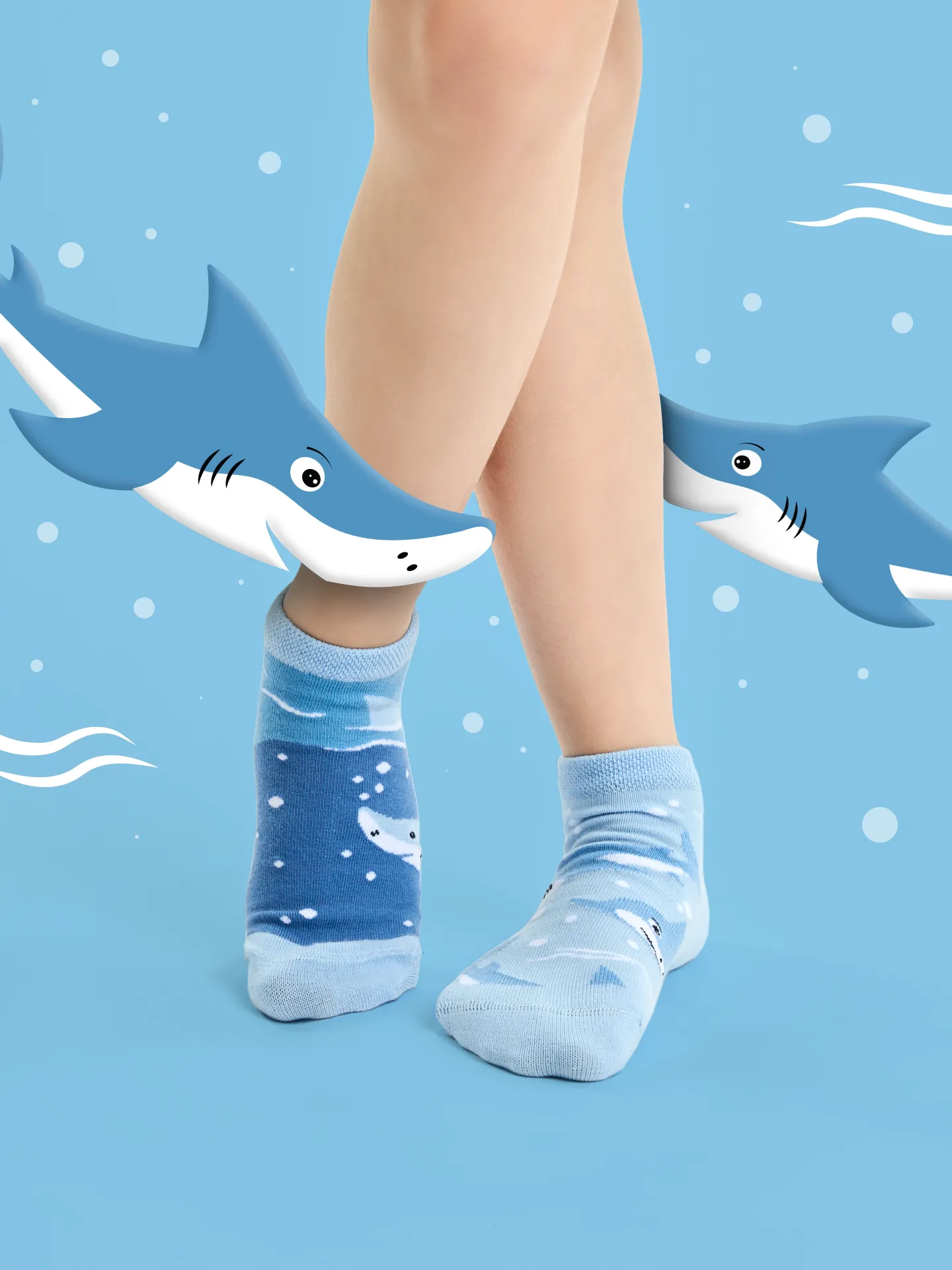 Lustige Knöchelsocken für Kinder Grauer Hai - Image 4