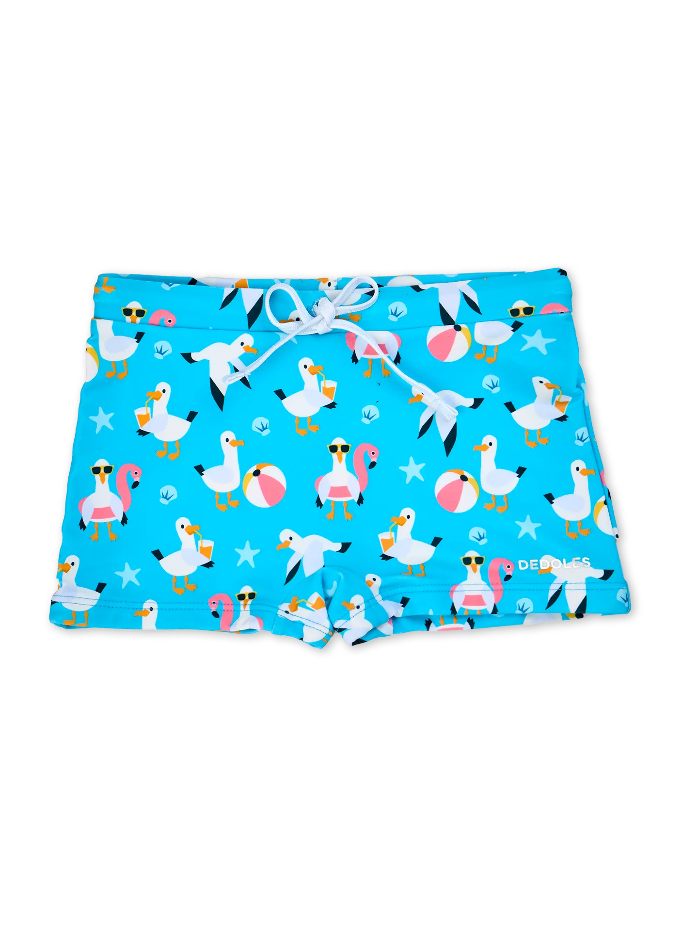 Lustige elastische Badeshorts für Kinder Möwe im Urlaub