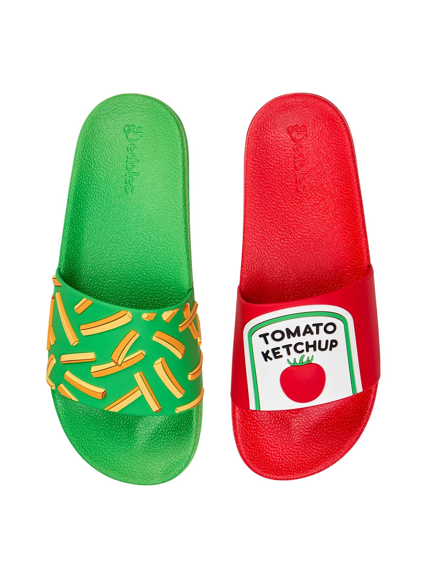 Lustige Pantoletten für Kinder Pommes mit Ketchup