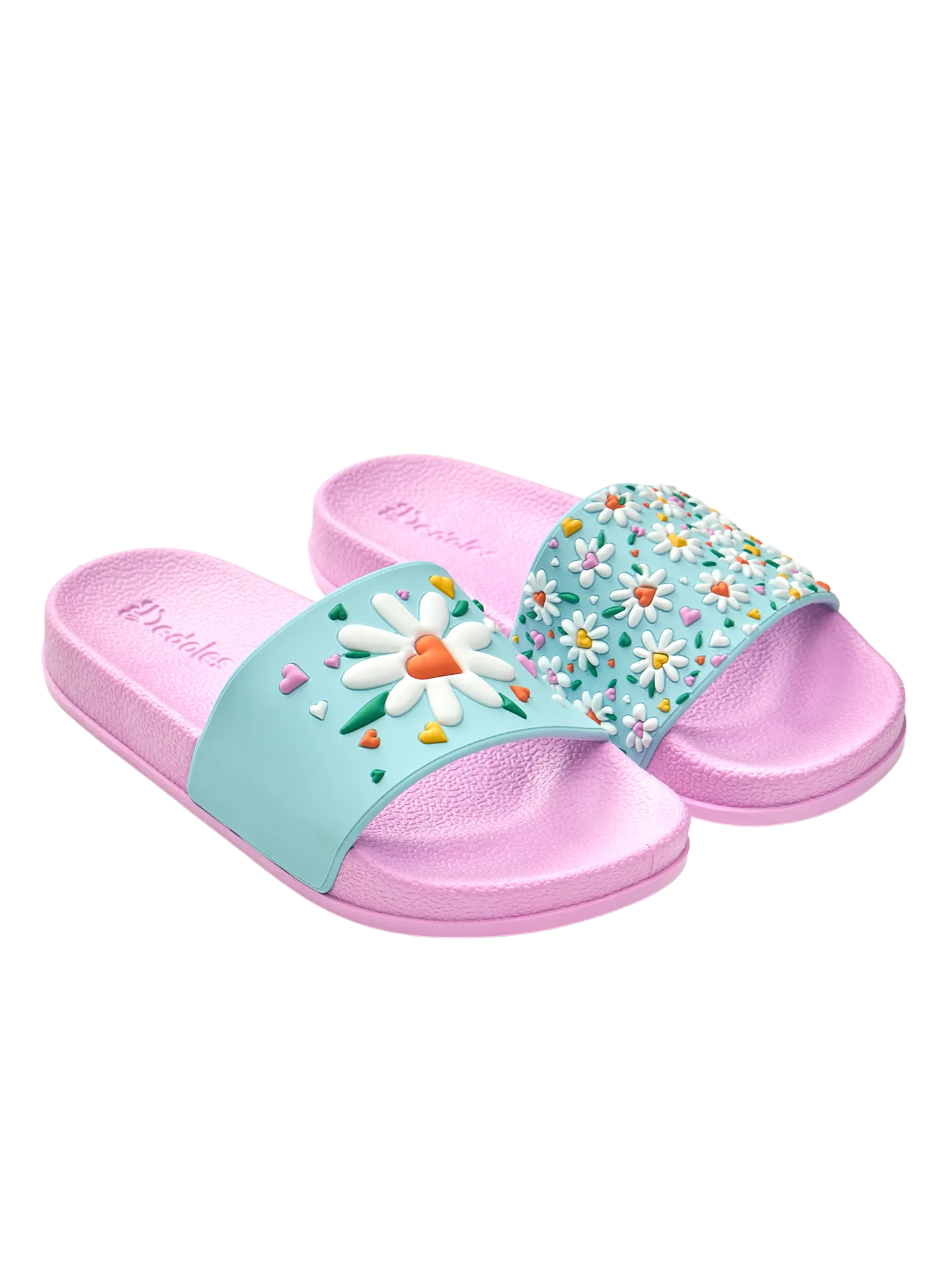 Lustige Pantoletten für Kinder Herzen und Gänseblümchen - Image 2