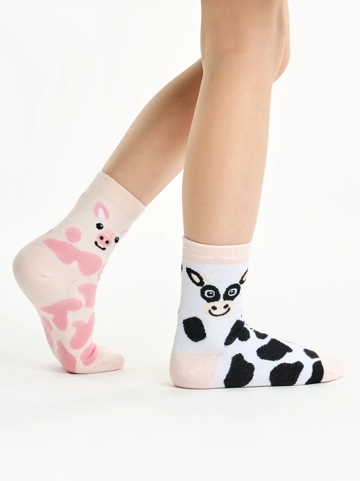 Lustige Kindersocken Kuh und Schweinchen - Image 3