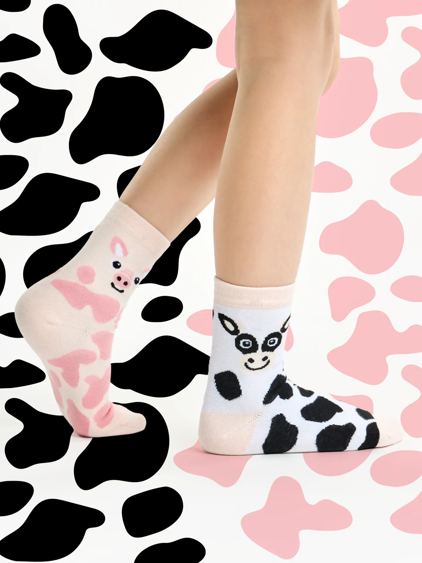 Lustige Kindersocken Kuh und Schweinchen - Image 5