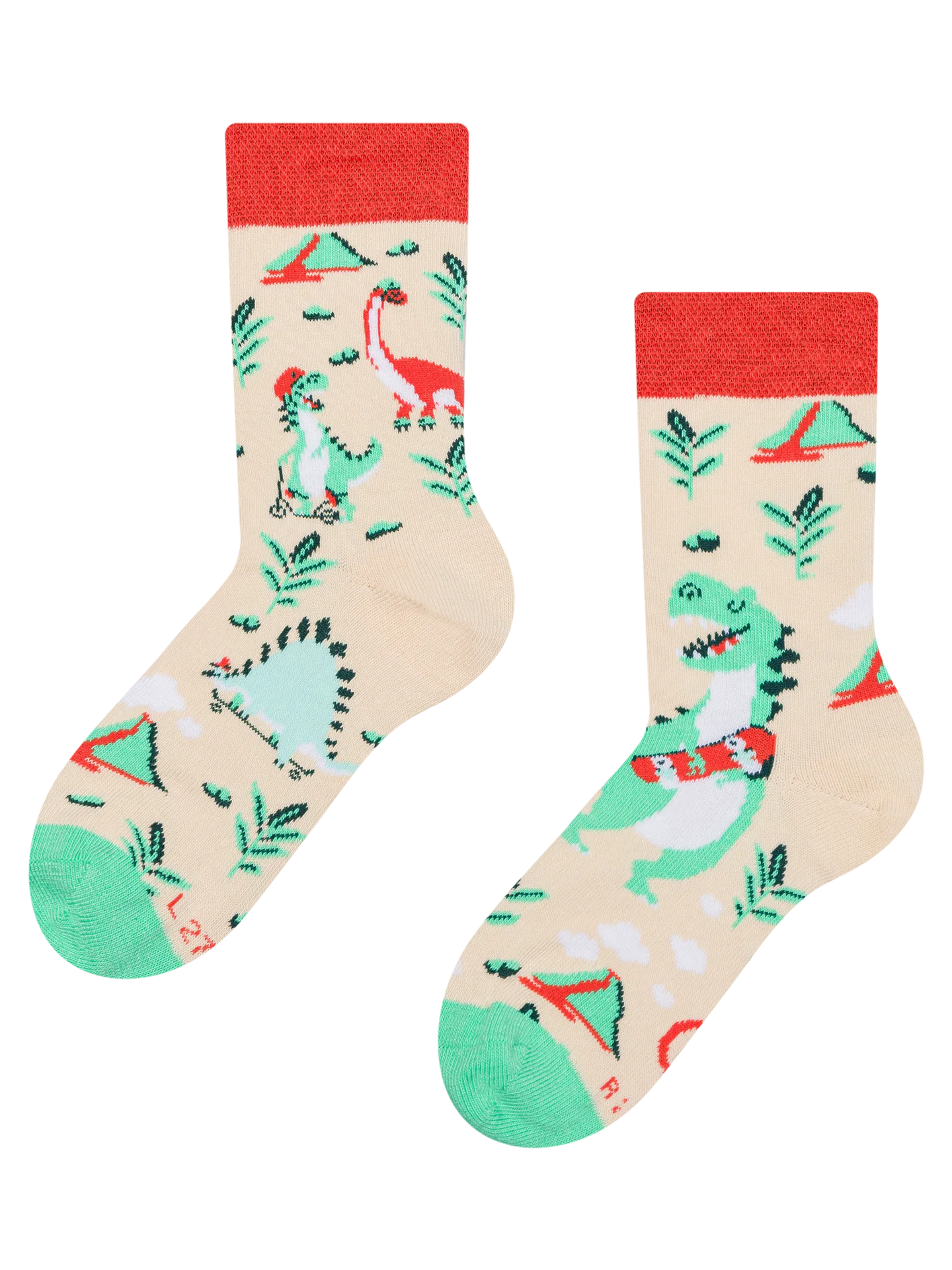 Lustige Kindersocken Dino-Skatepark