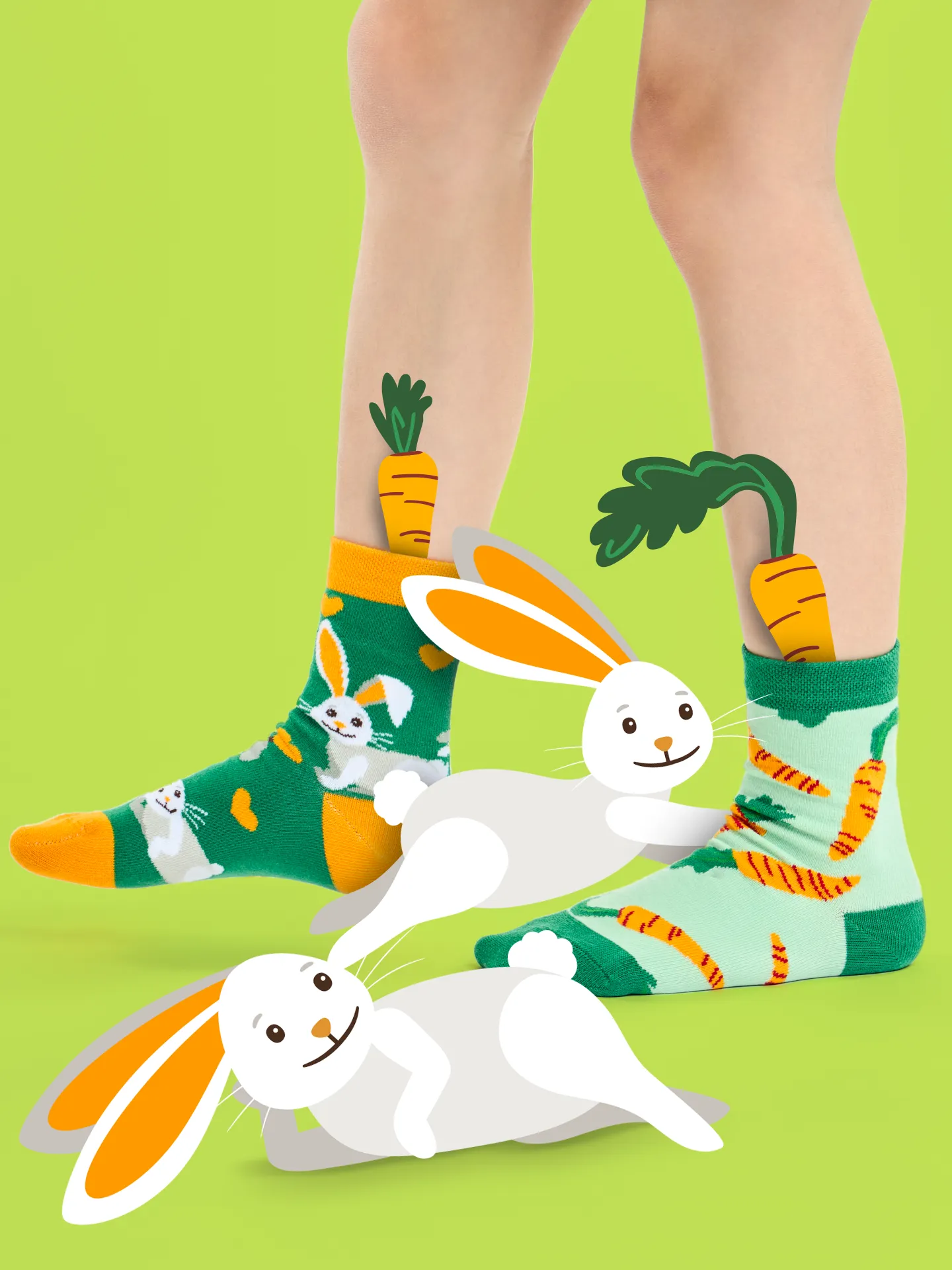Lustige Kindersocken Kaninchen und Karotte - Image 5