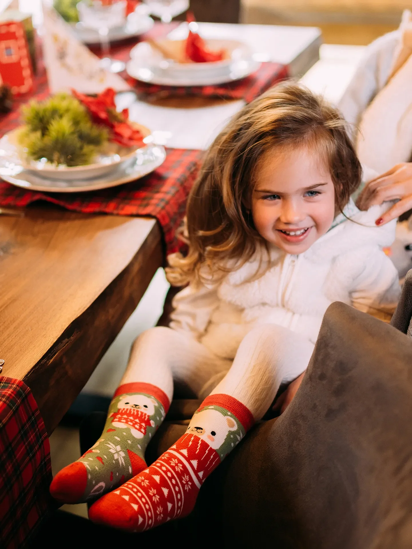 Lustige warme Socken für Kinder Bär mit Schal - Image 3