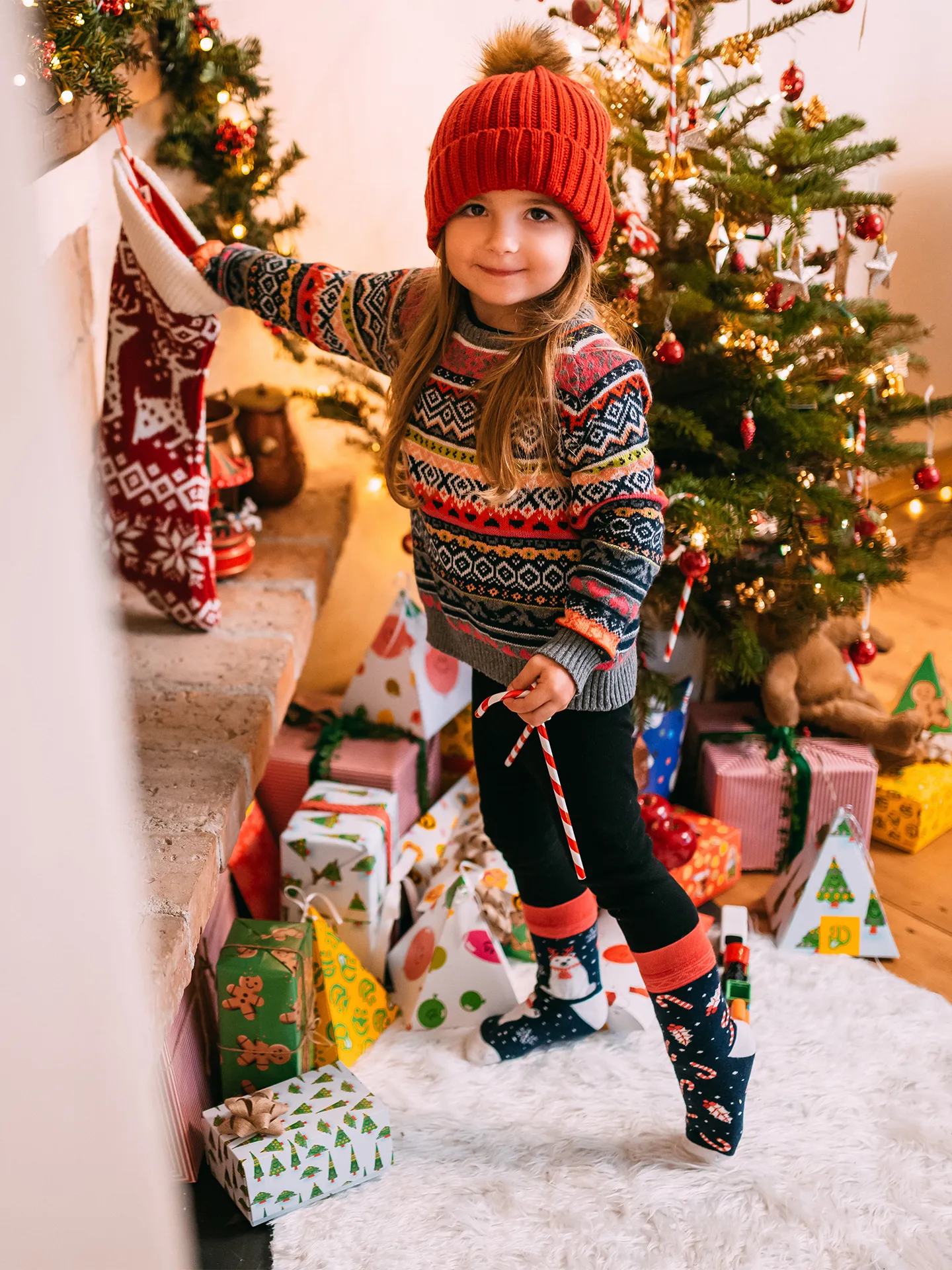Lustige warme Socken für Kinder Weihnachts-Eisbär - Image 2