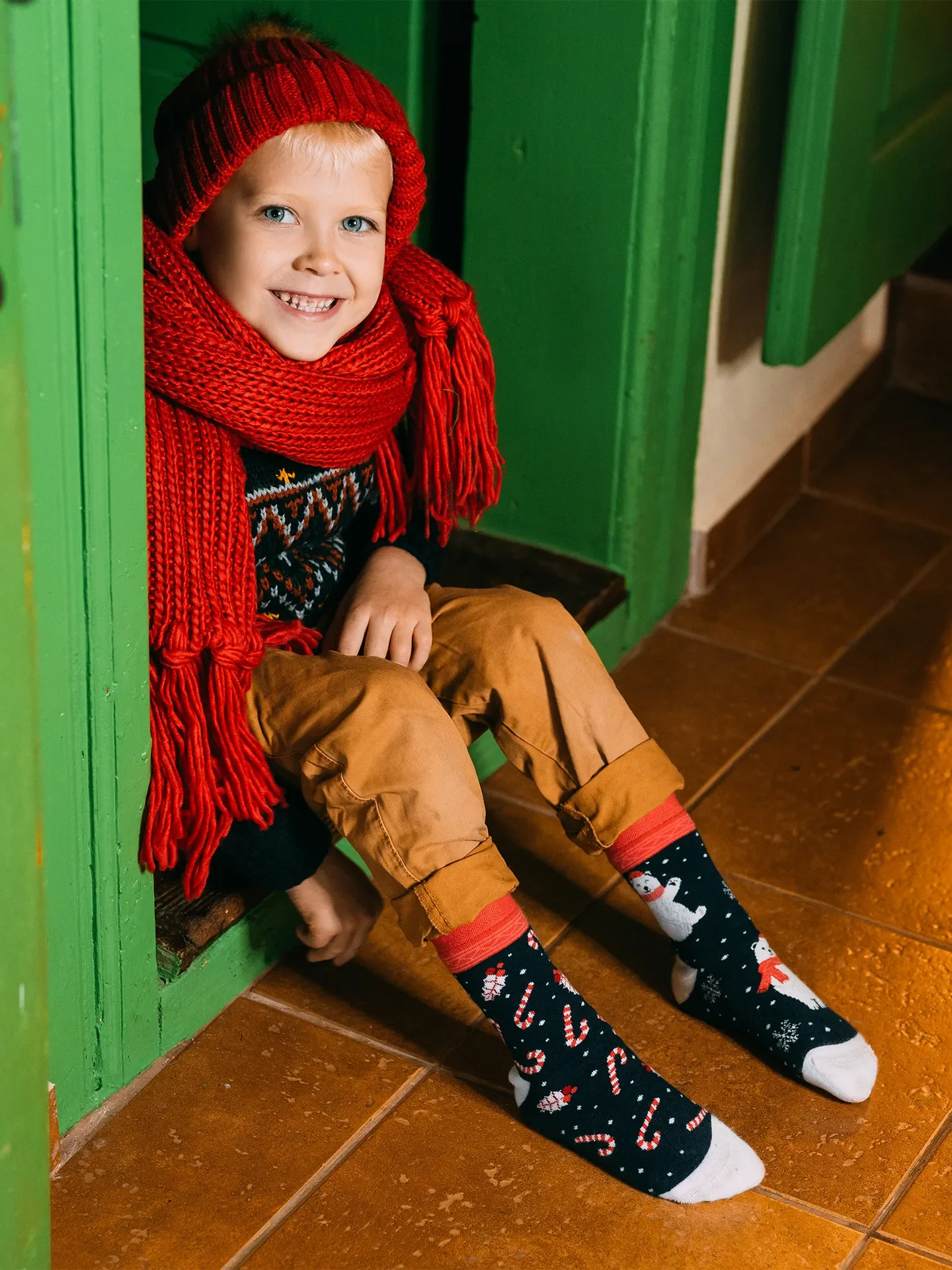 Lustige warme Socken für Kinder Weihnachts-Eisbär - Image 3