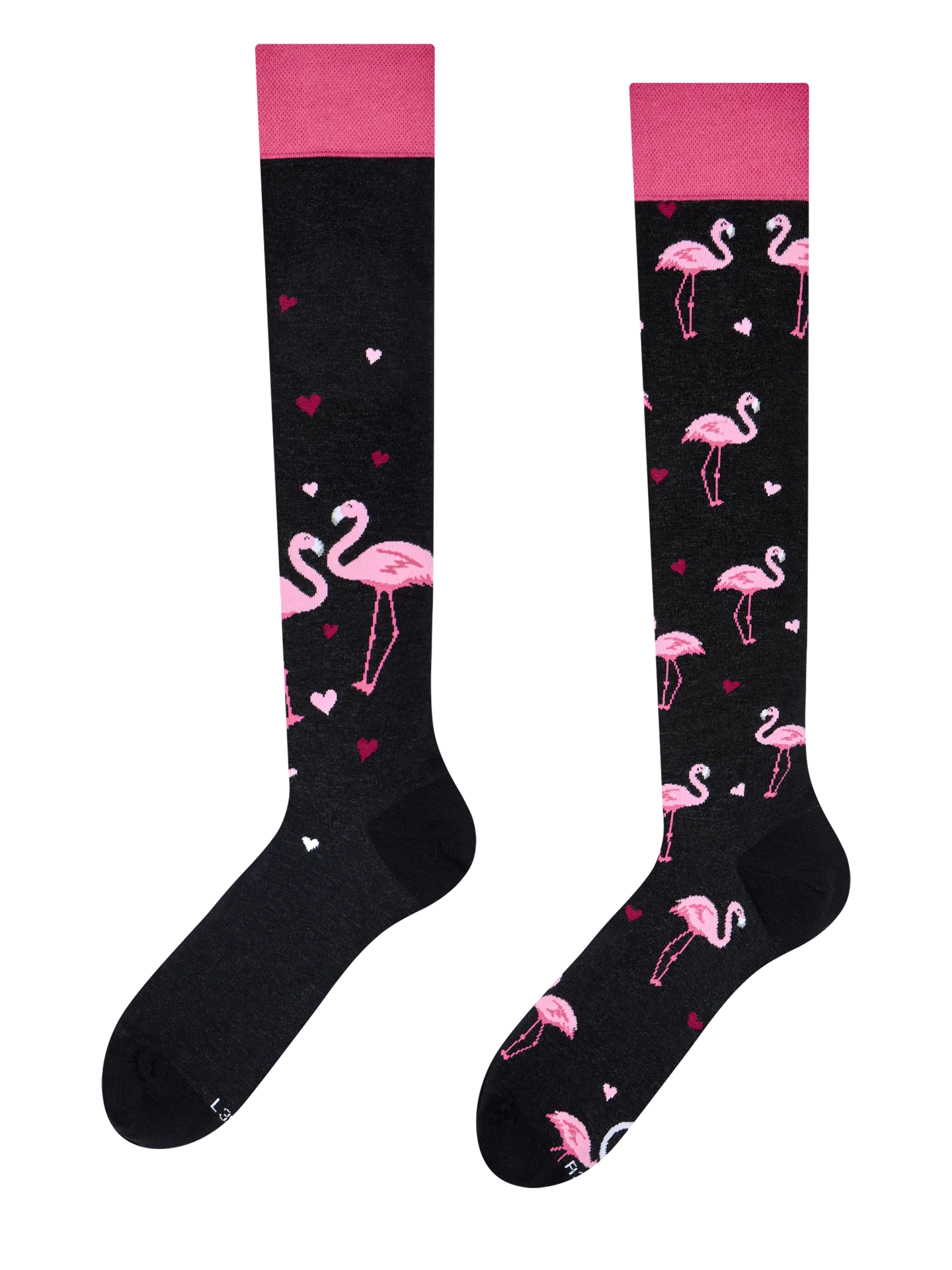 Lustige Kniestrümpfe Flamingos und Herzen