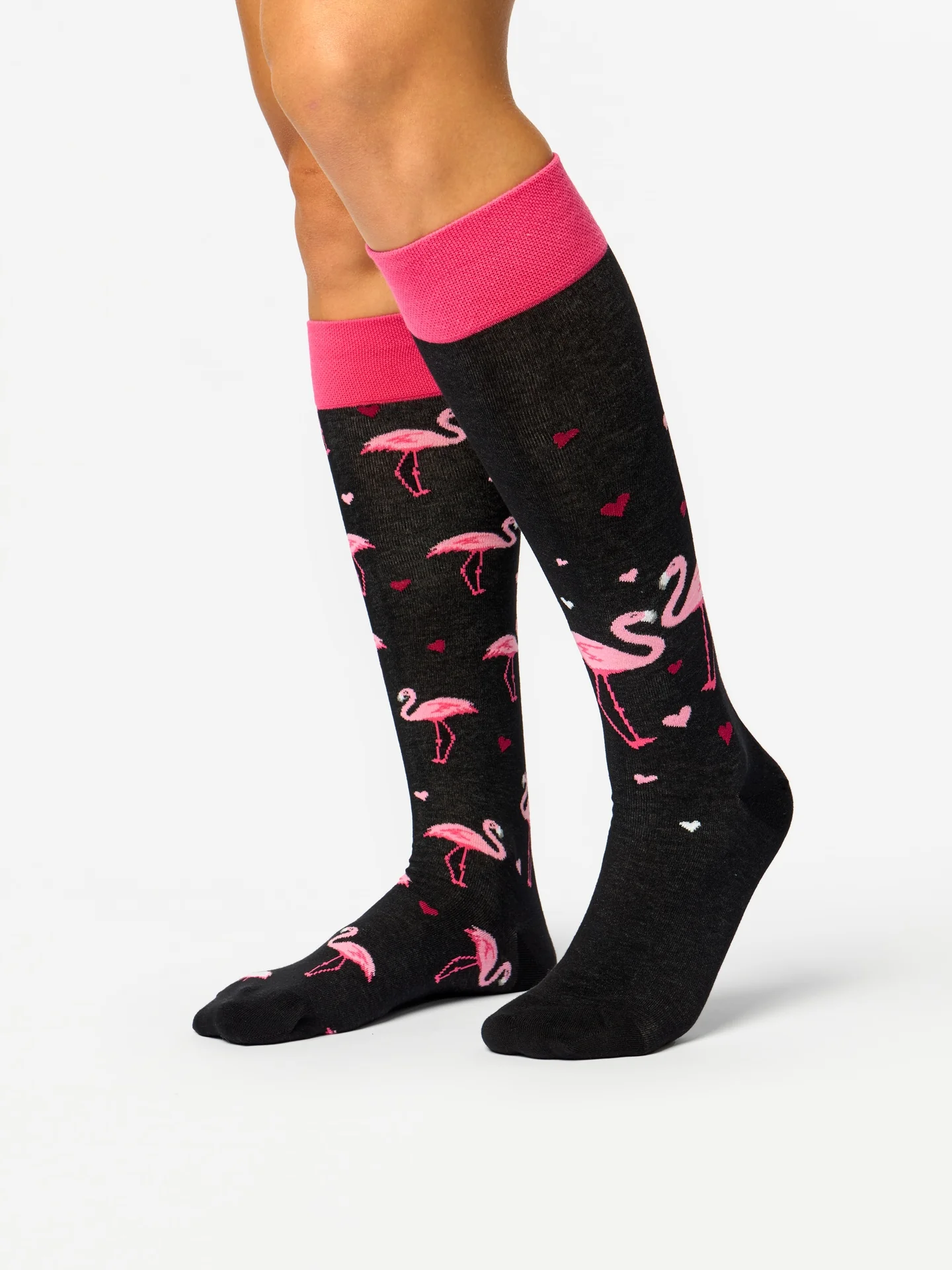 Lustige Kniestrümpfe Flamingos und Herzen - Image 2