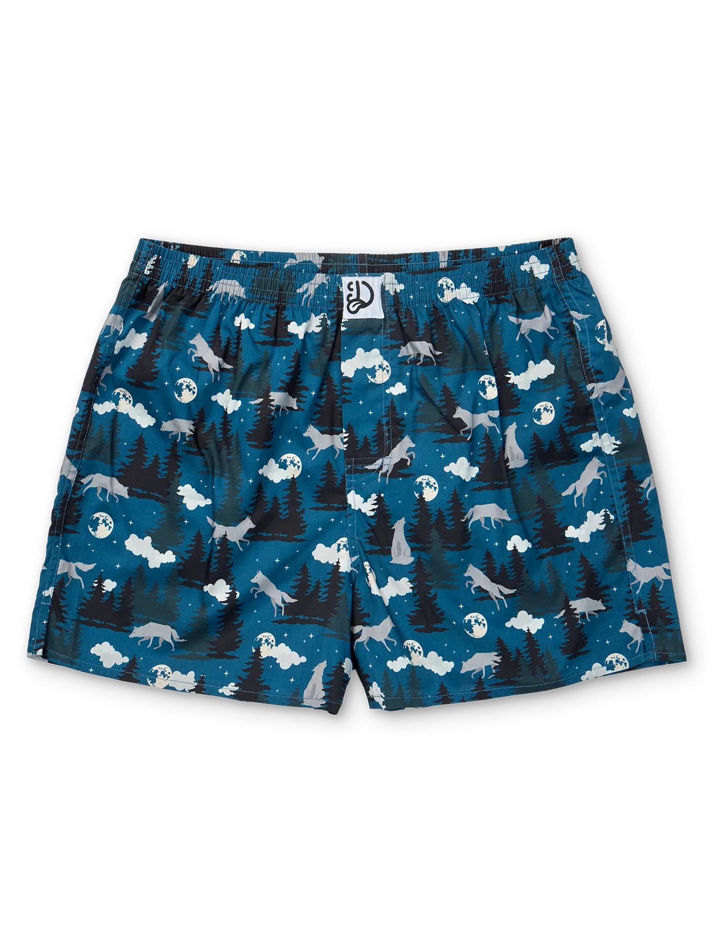 Lustige Shorts für Männer Wolf und Mond