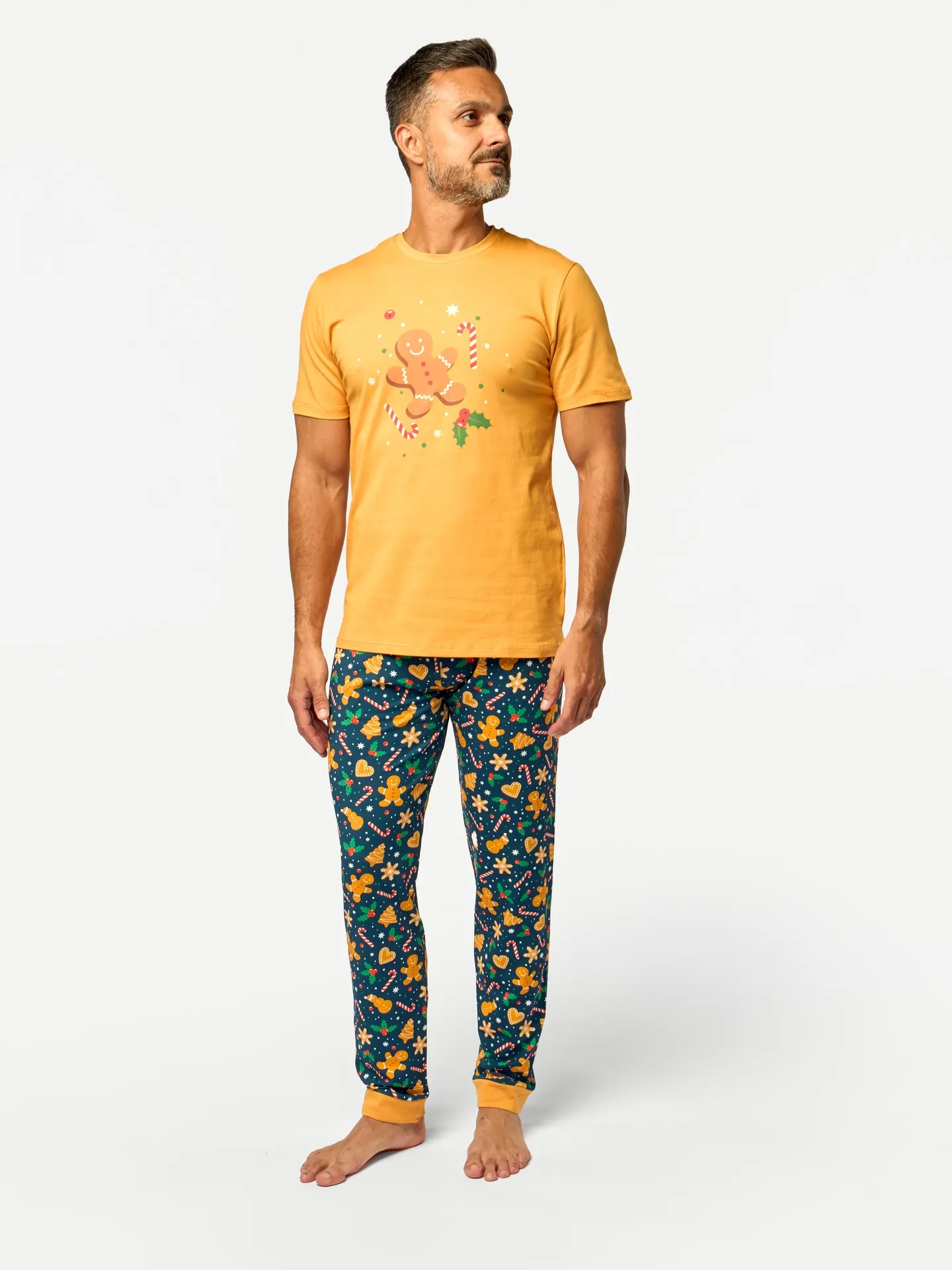 Lustiger Pyjama für Männer Lebkuchen & Süßigkeiten - Image 4