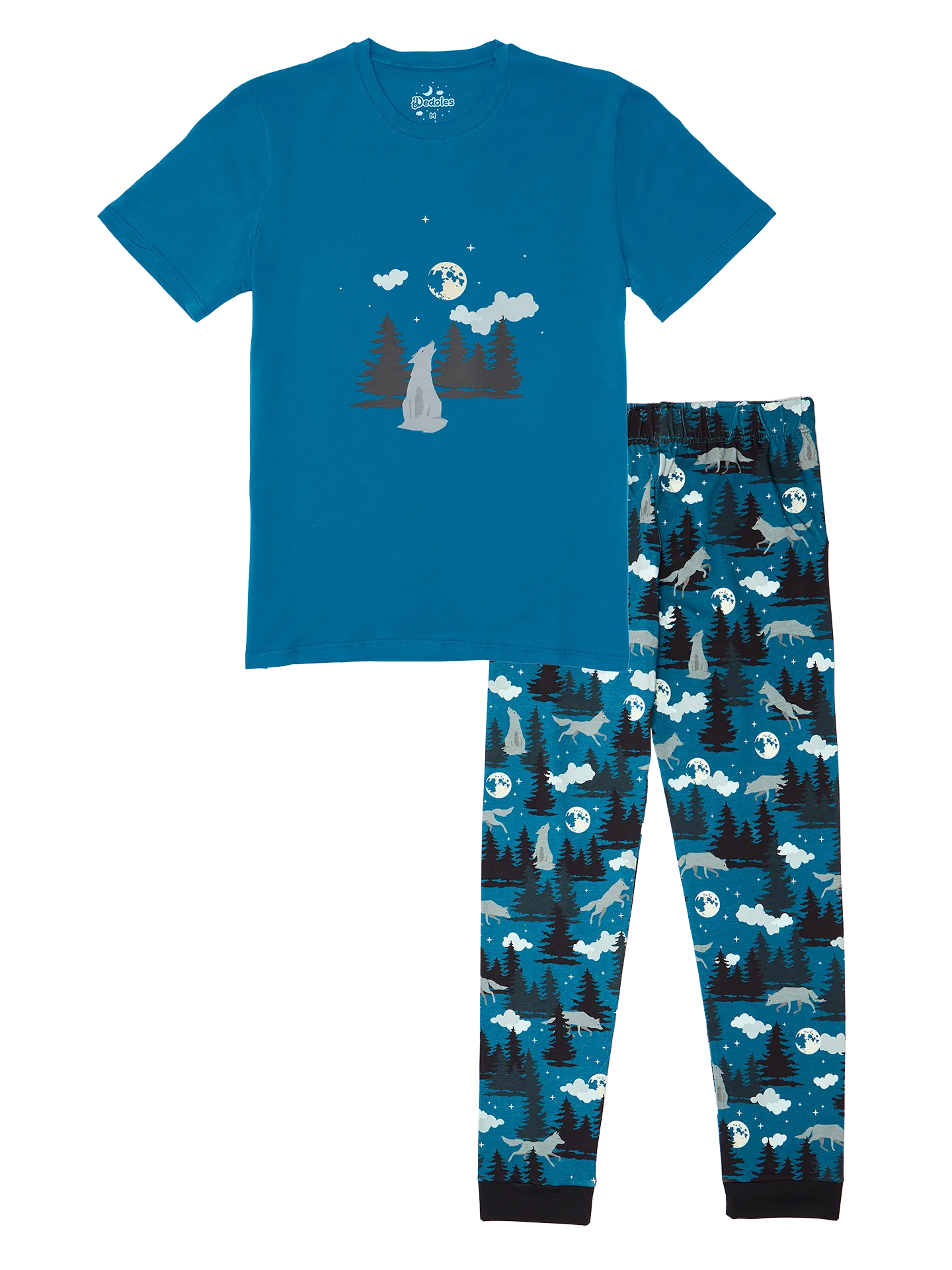 Lustiger Pyjama für Männer Wolf und Mond