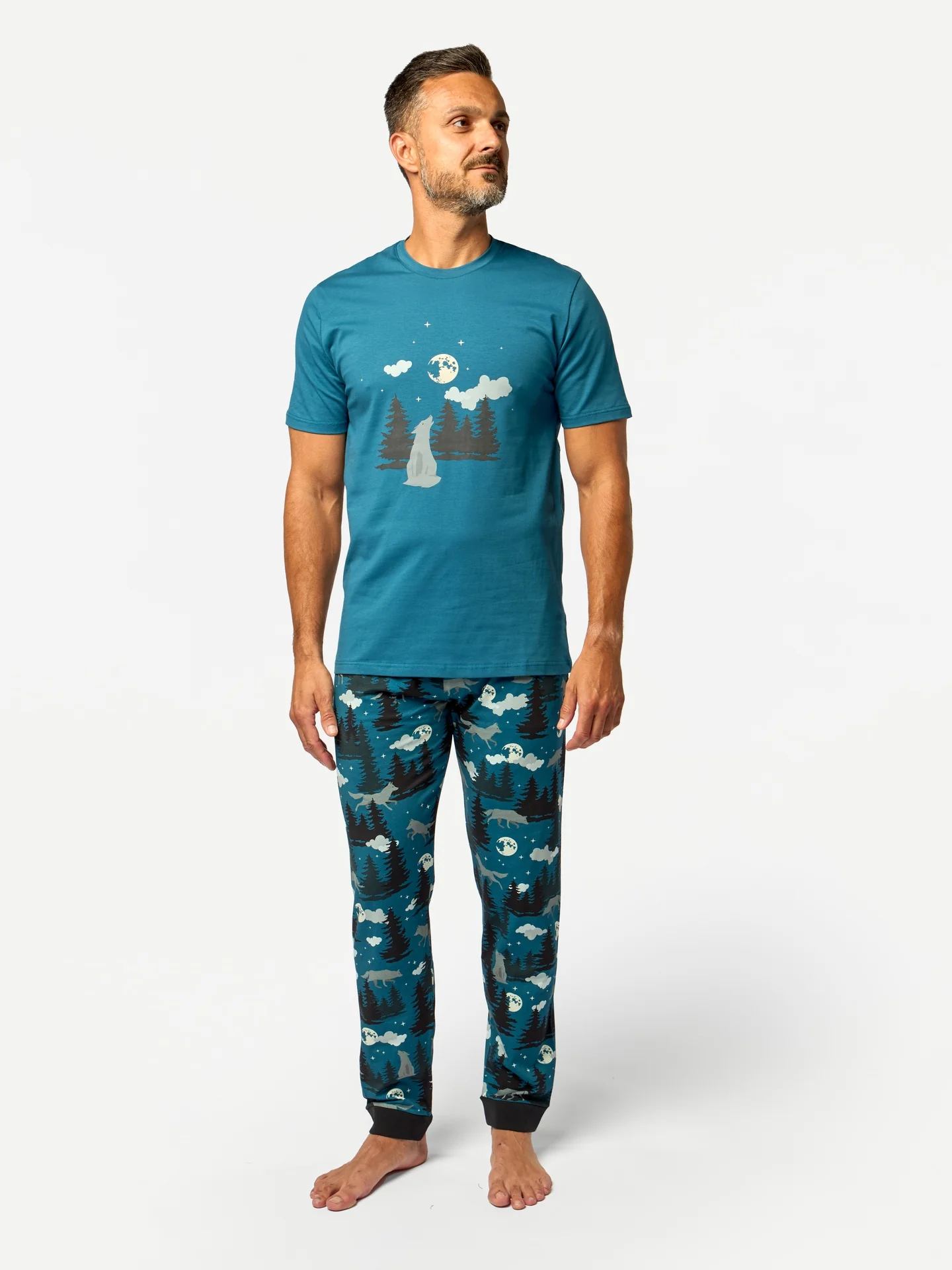 Lustiger Pyjama für Männer Wolf und Mond - Image 5
