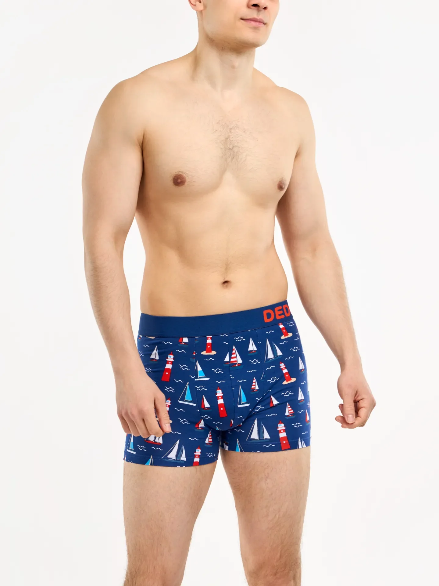 Lustige Boxershorts für Männer Leuchtturm und Segelboote - Image 3