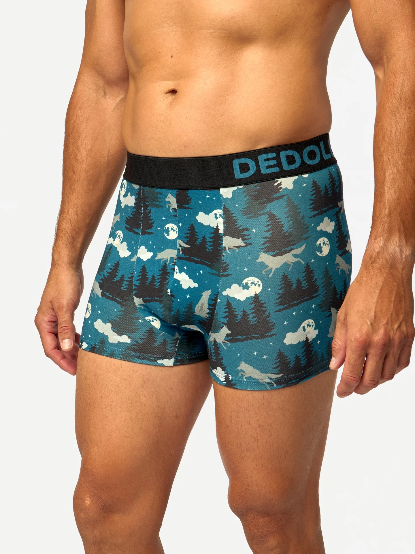 Gekürzte Boxershorts für Männer Wolf und Mond - Image 3