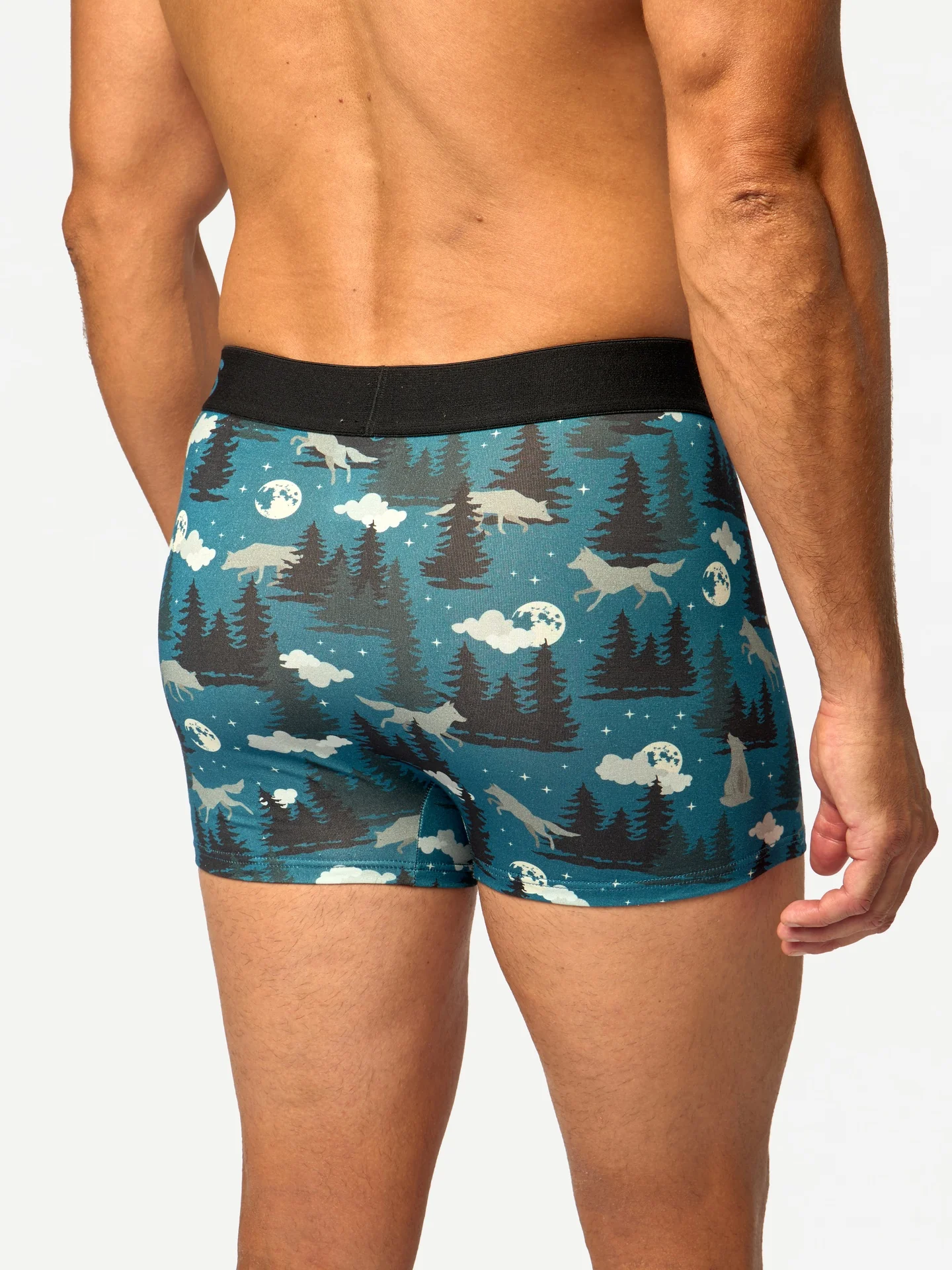 Gekürzte Boxershorts für Männer Wolf und Mond - Image 4