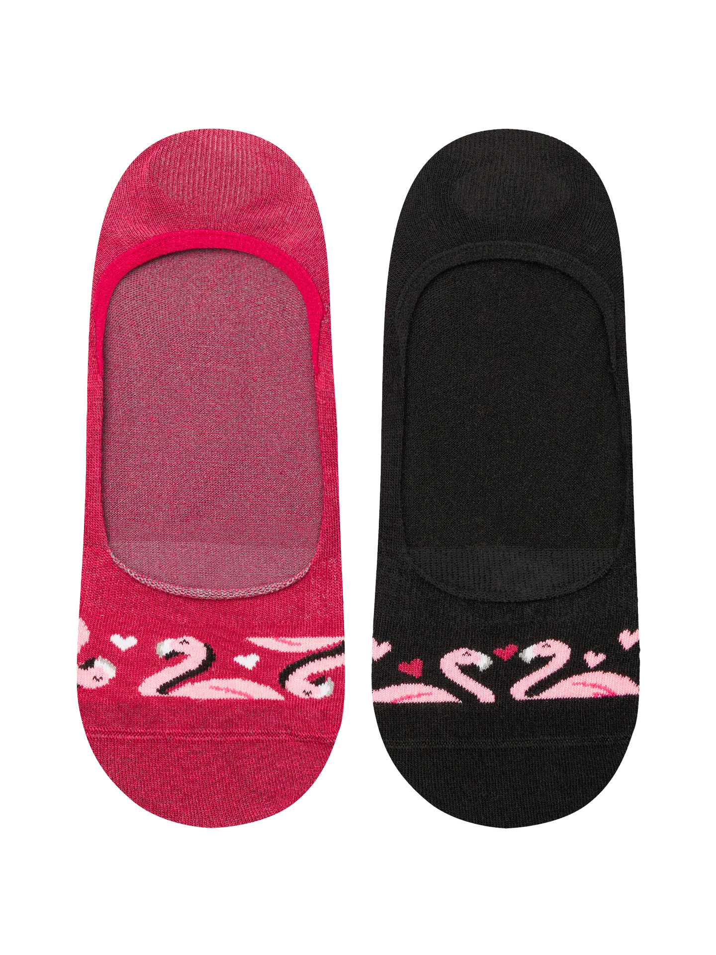 Lustige No-Show-Socken Flamingos und Herzen