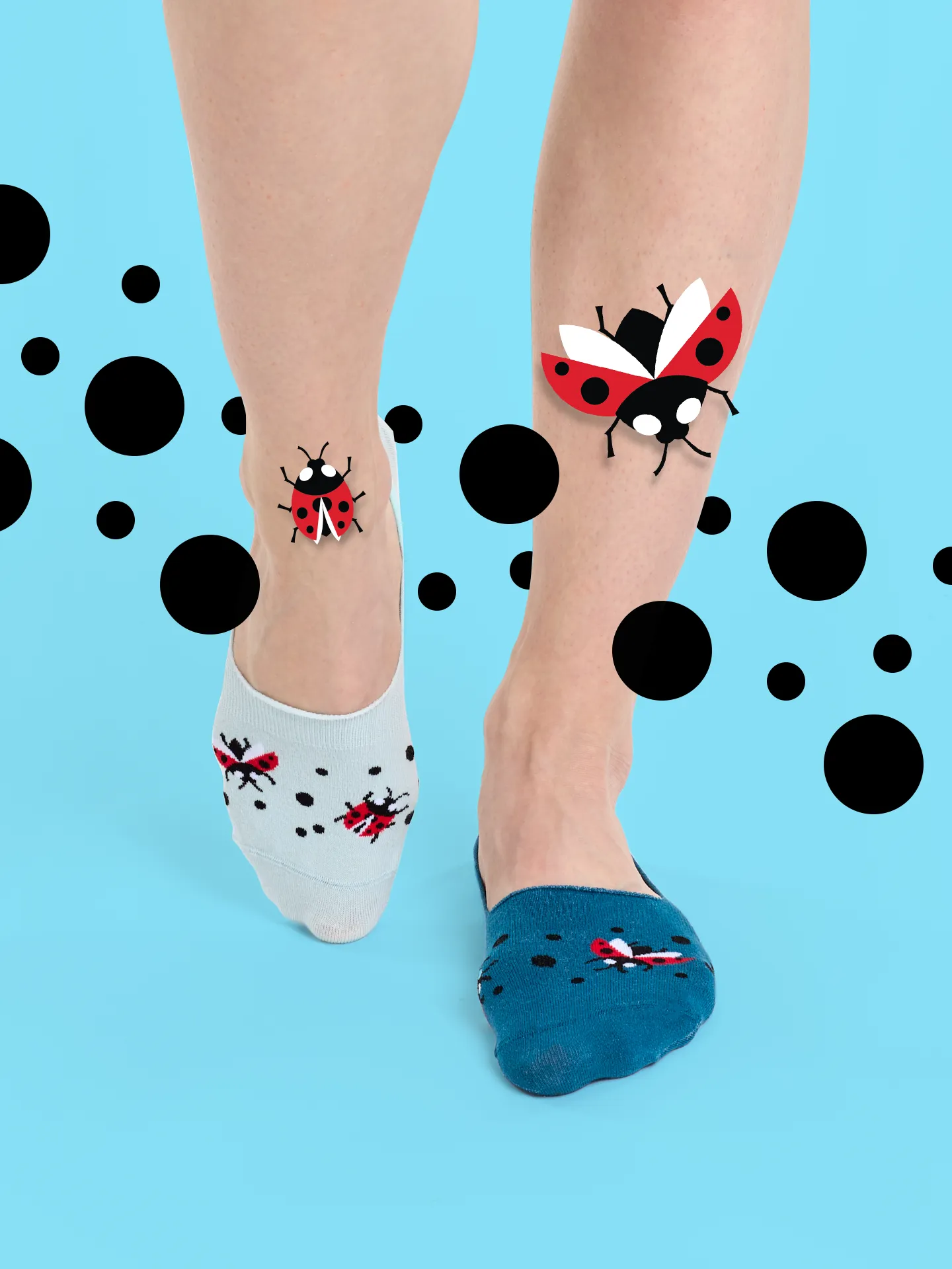 Lustige No-Show-Socken Marienkäfer und Punkte - Image 5