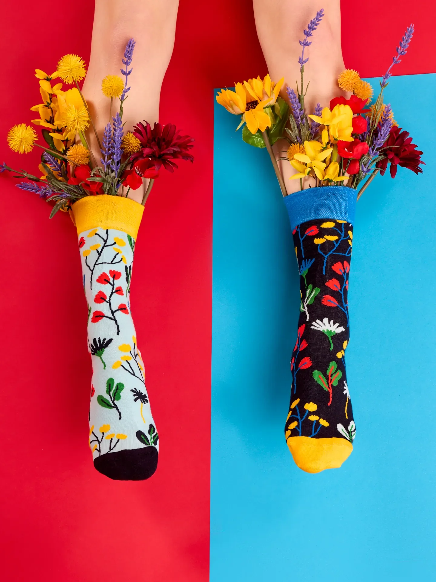 Lustige Socken Aquarell-Blumen - Image 5