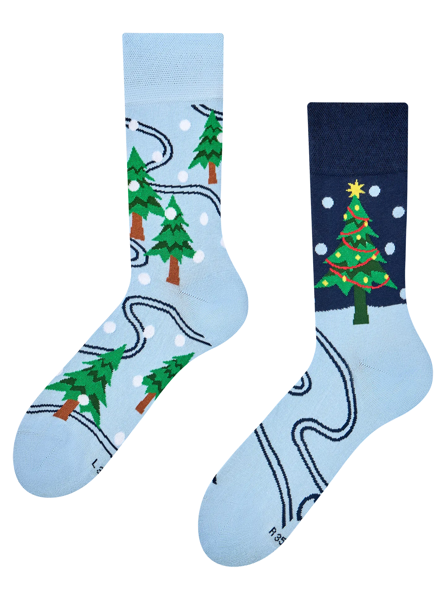 Lustige Socken Weihnachtsbaum & Schnee