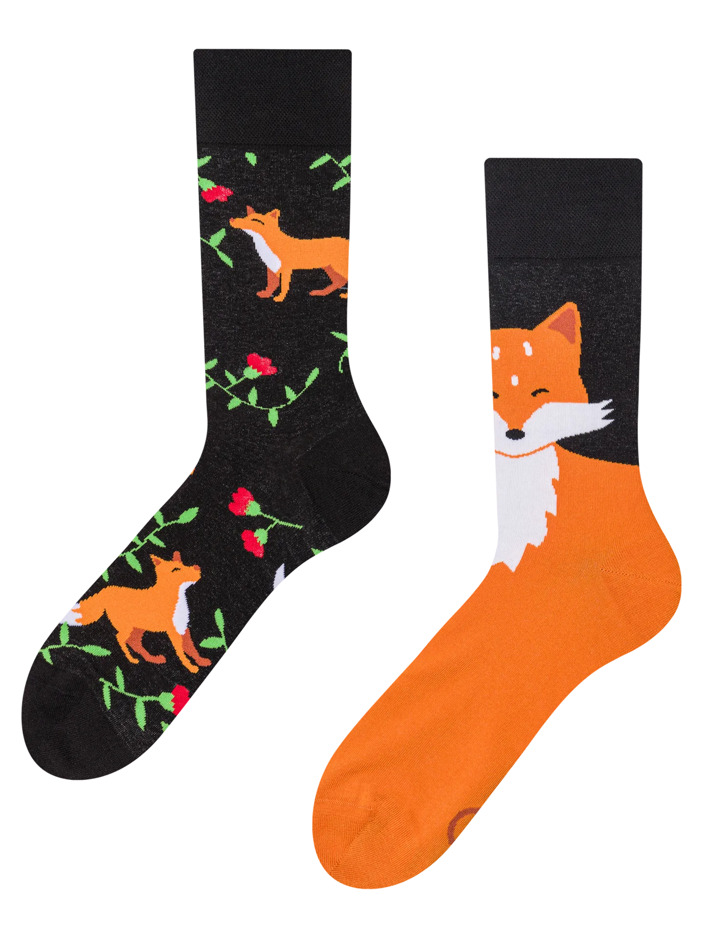 Lustige Socken Fuchs und Blüten