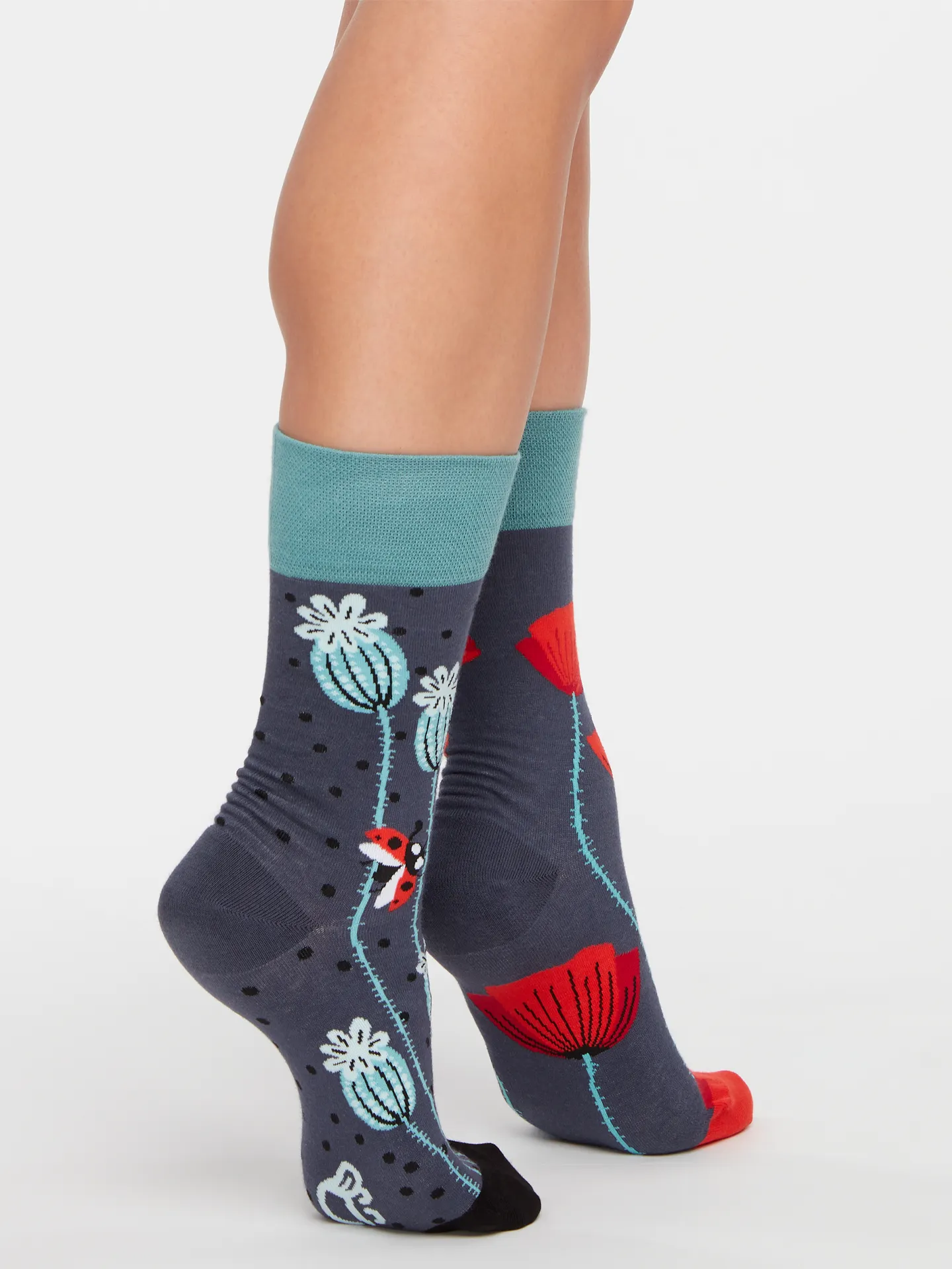 Lustige Socken Marienkäfer und Mohnblumen - Image 3