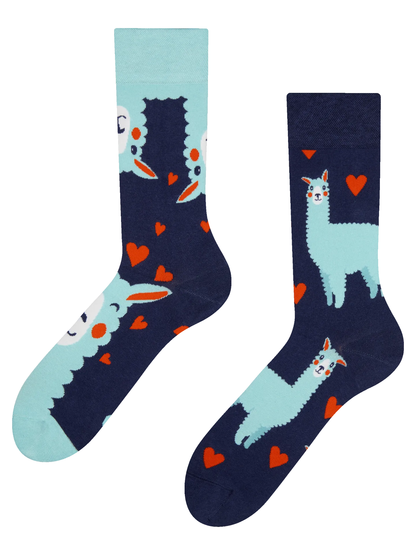 Lustige Socken Lama und Herzen