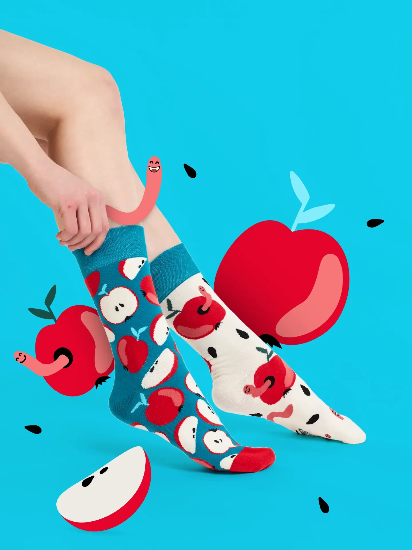 Lustige Socken Roter Apfel - Image 5
