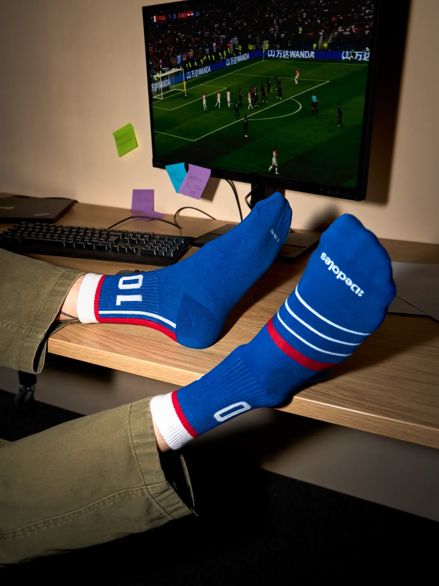 Gerippte Mid-Calf-Socken Französische Fußballlegende - Image 2