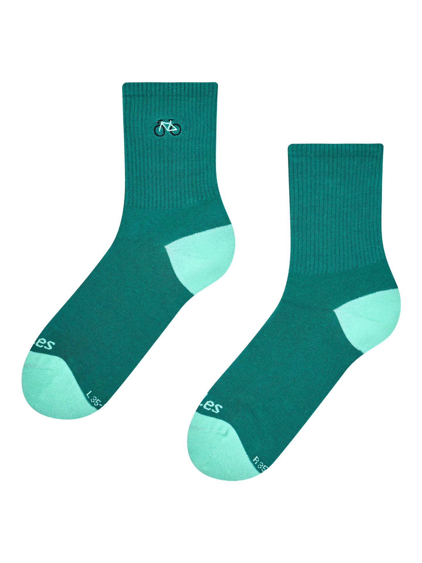 Gerippte Mid-Calf-Socken Grüner Radfahrer
