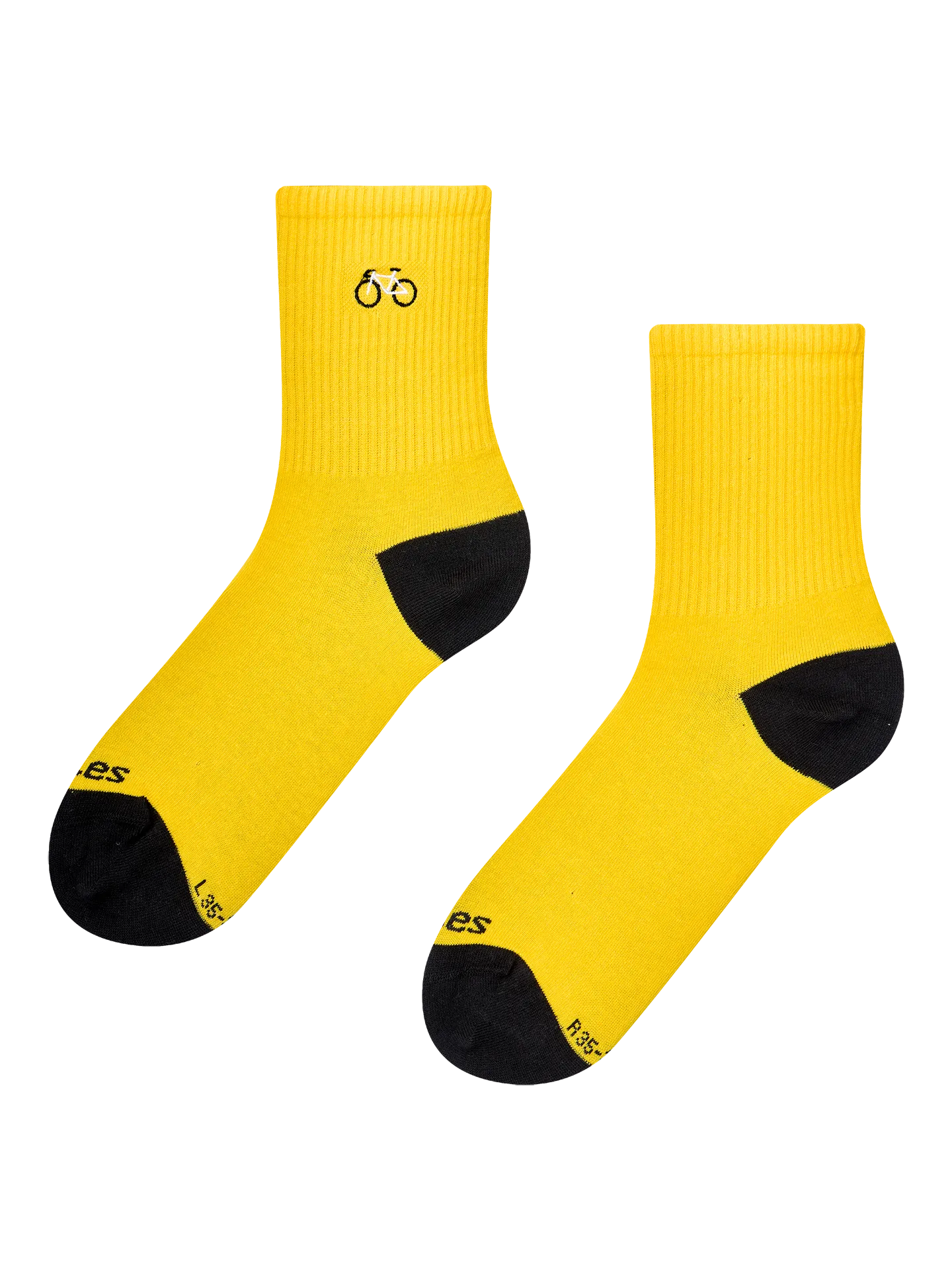 Gerippte Mid-Calf-Socken Gelber Radfahrer