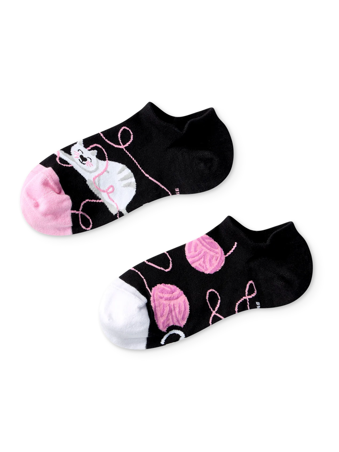 Lustige Sneakersocken Katze und Ball