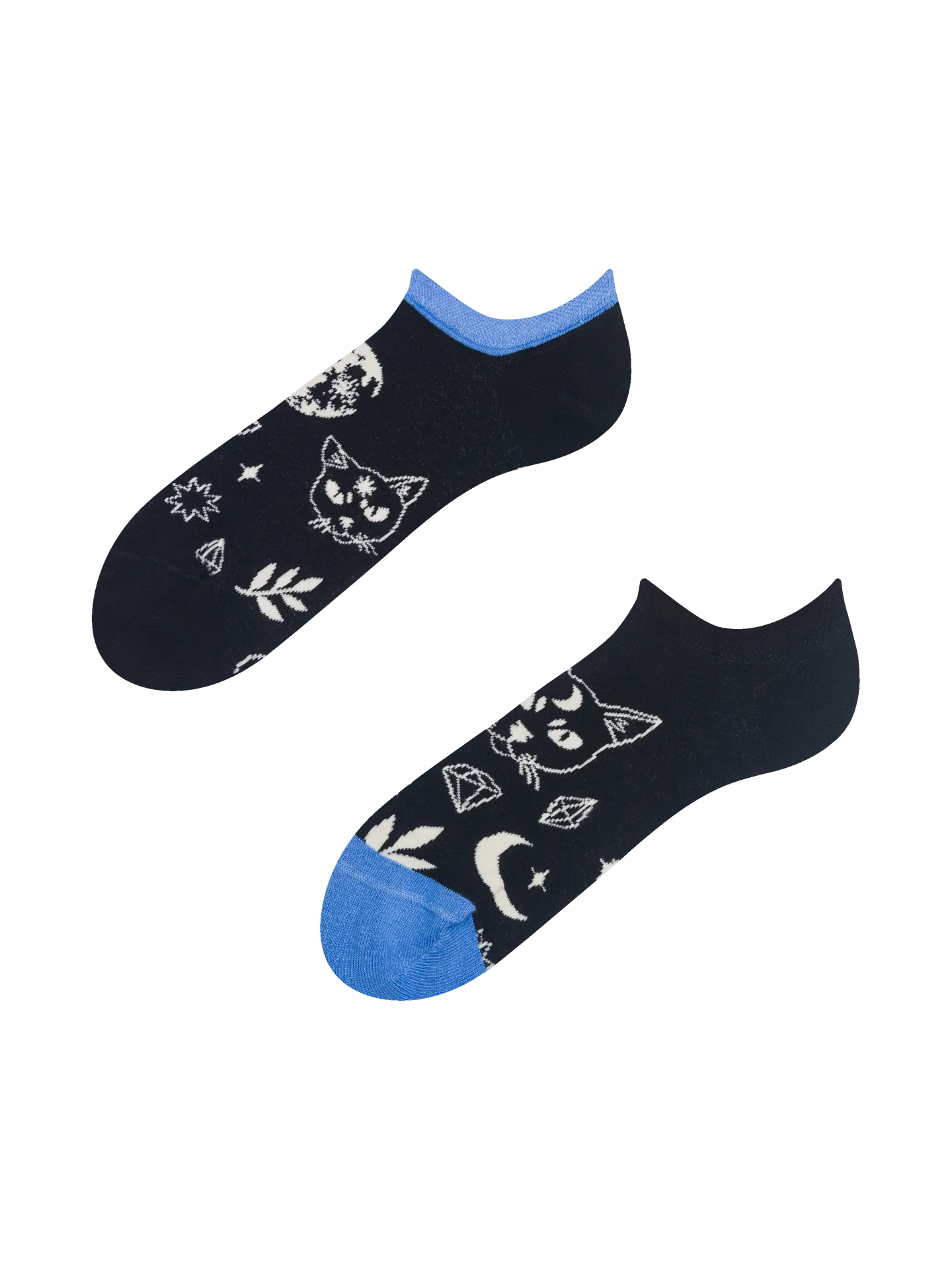Lustige Sneakersocken Katze und Mond