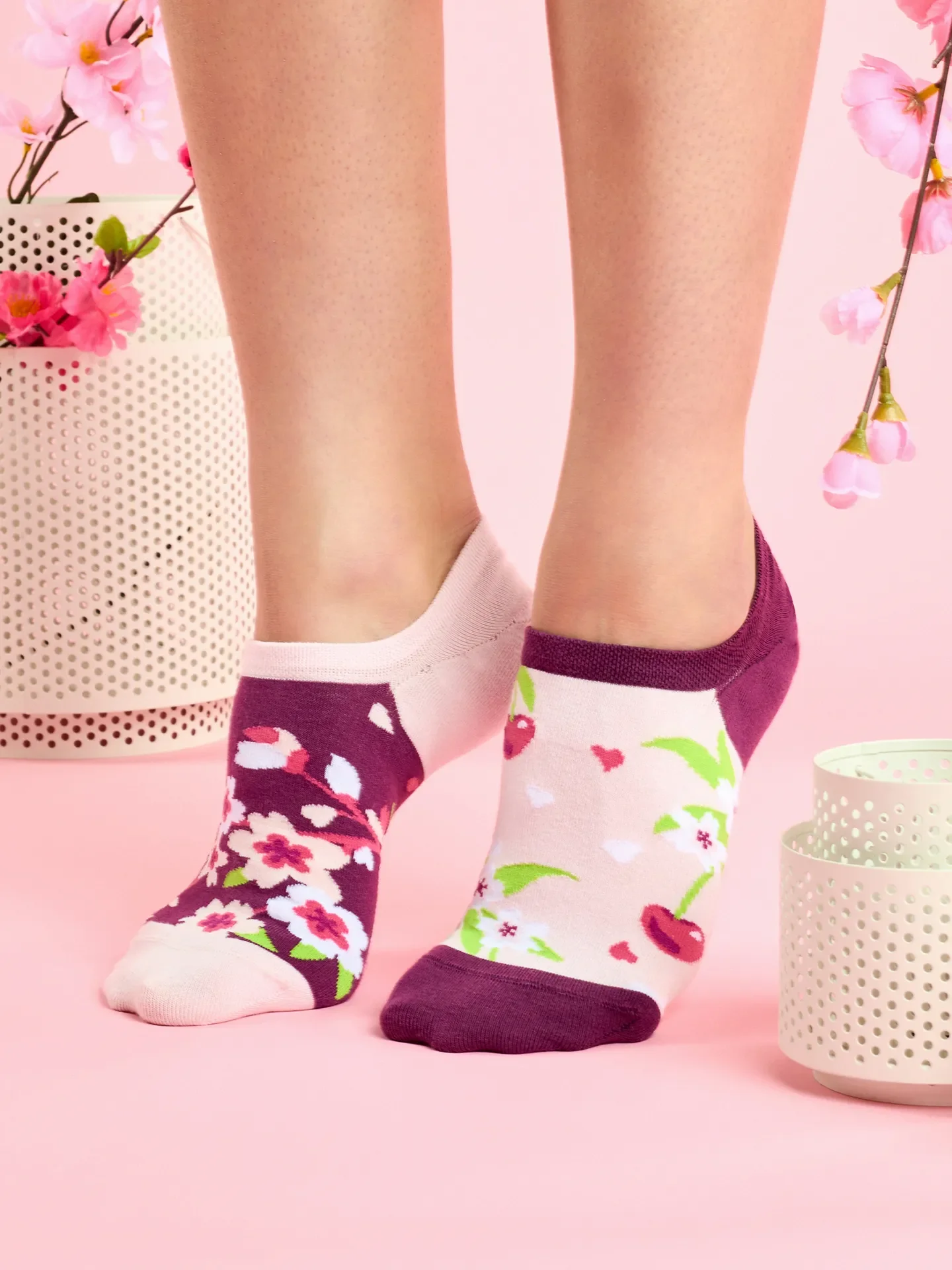 Lustige Sneakersocken Kirschblüte - Image 4