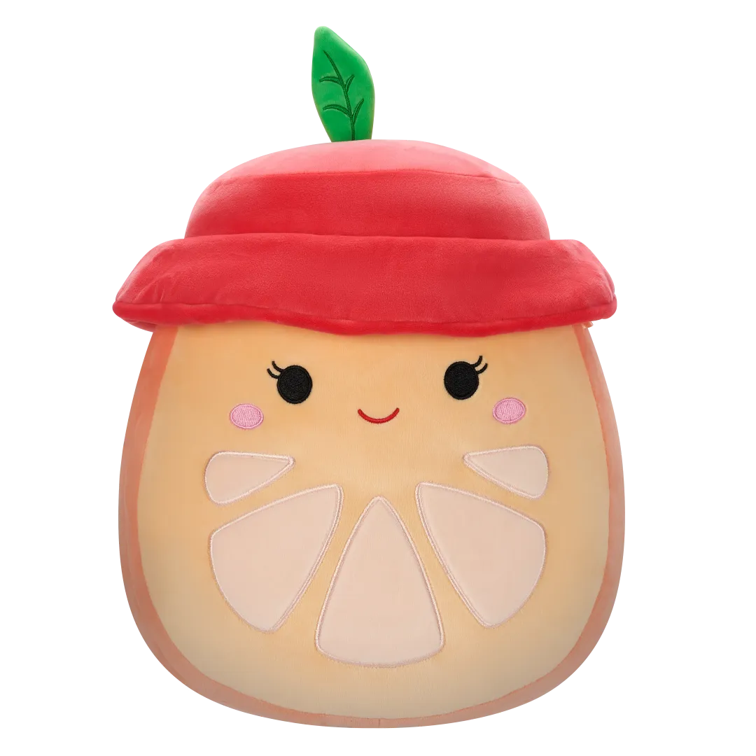 Squishmallows Celia die Orangenscheibe mit rotem Fischerhut, 30 cm