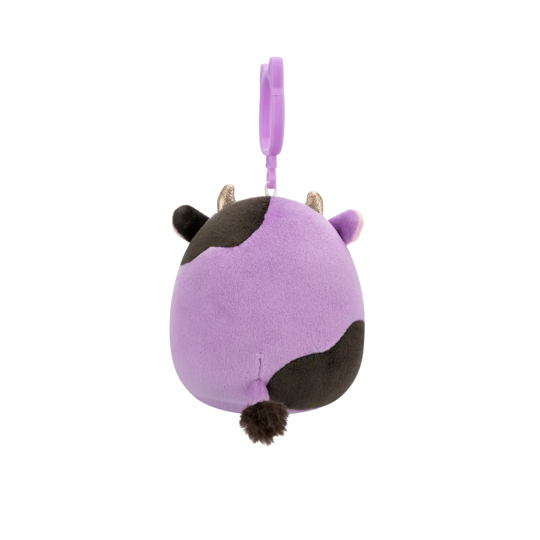 Squishmallows Clip-On Alexie die lila-schwarze Kuh mit Fliege, 9 cm - Image 2